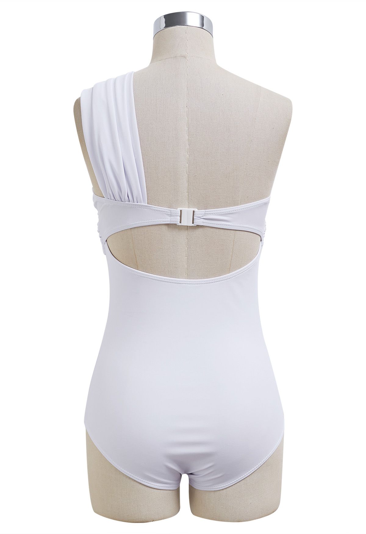 Maillot de bain une pièce asymétrique à une épaule Sweet Knot en blanc