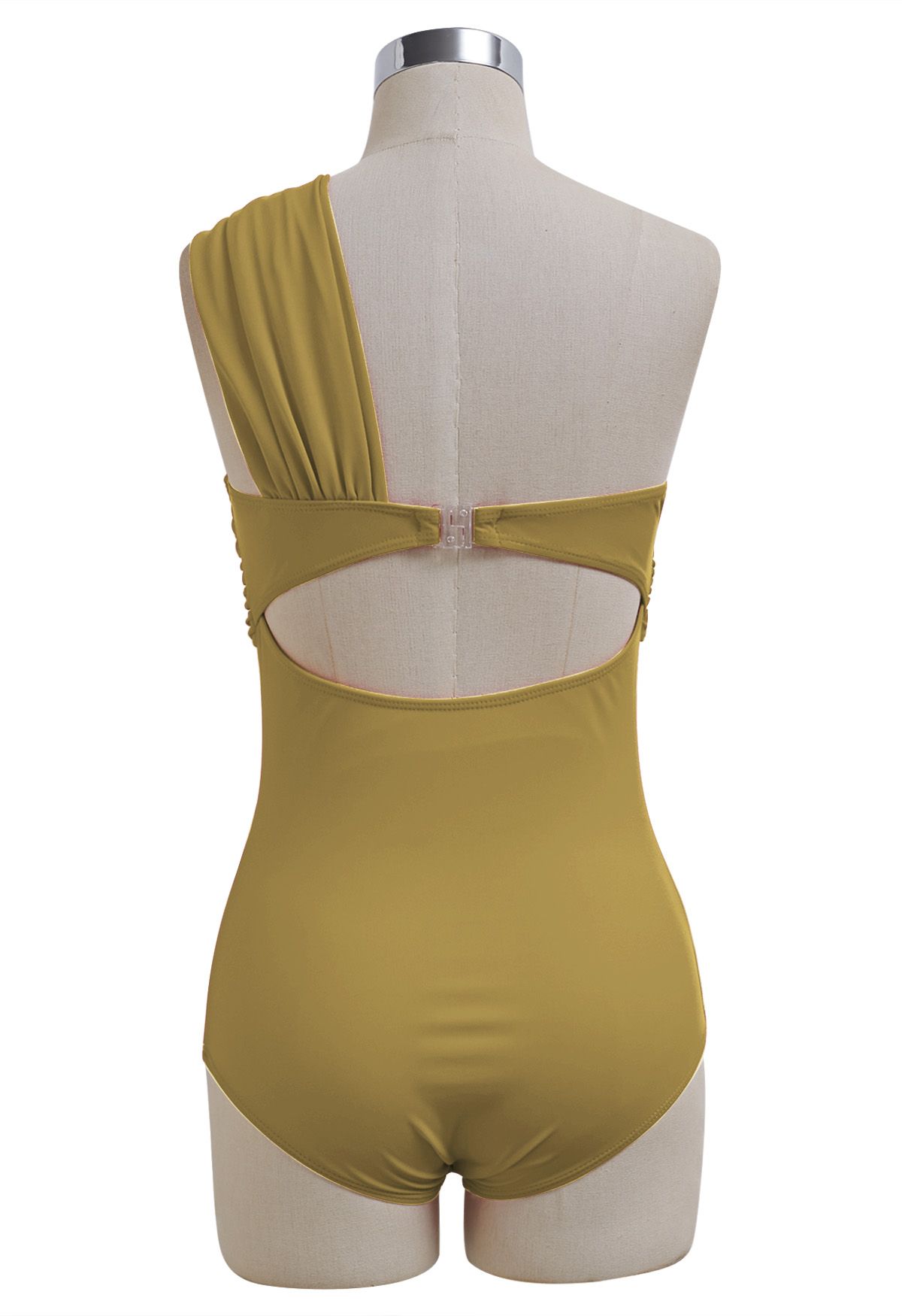 Maillot de bain une pièce asymétrique à nœud doux en vert mousse