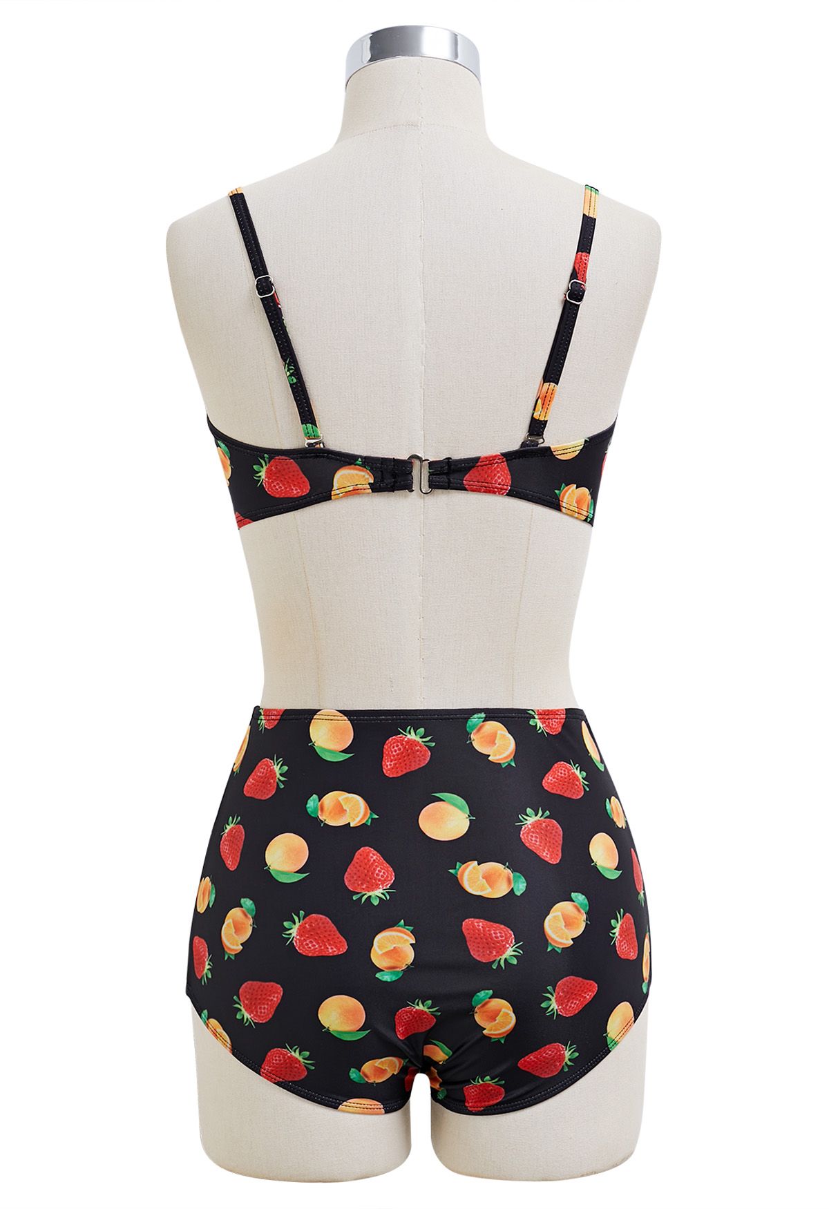 Ensemble bikini imprimé fruits en noir