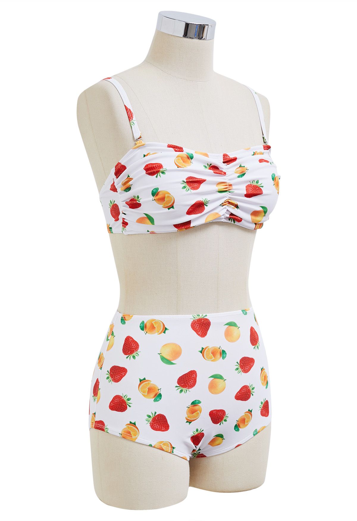 Ensemble bikini imprimé fruits en blanc