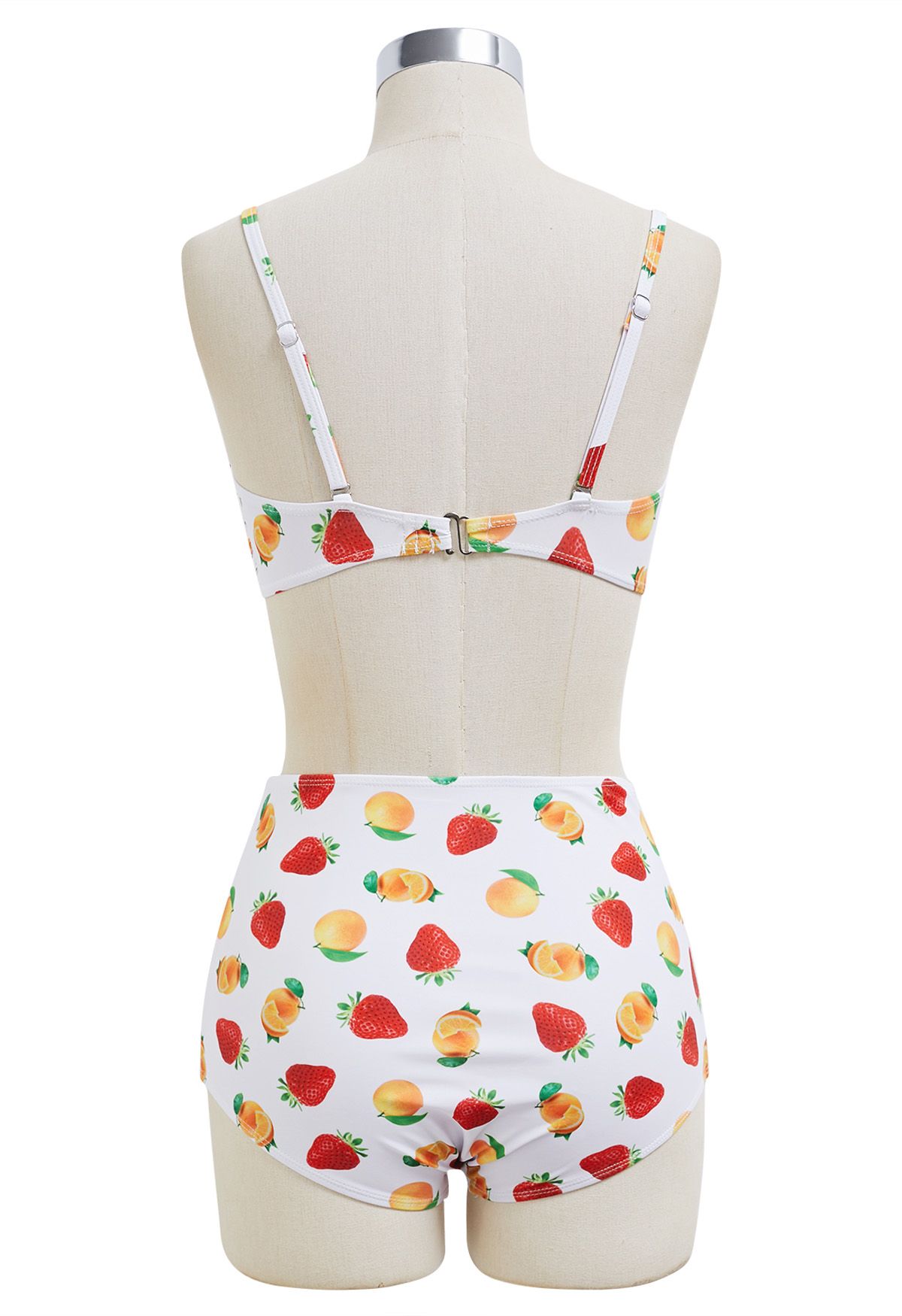 Ensemble bikini imprimé fruits en blanc