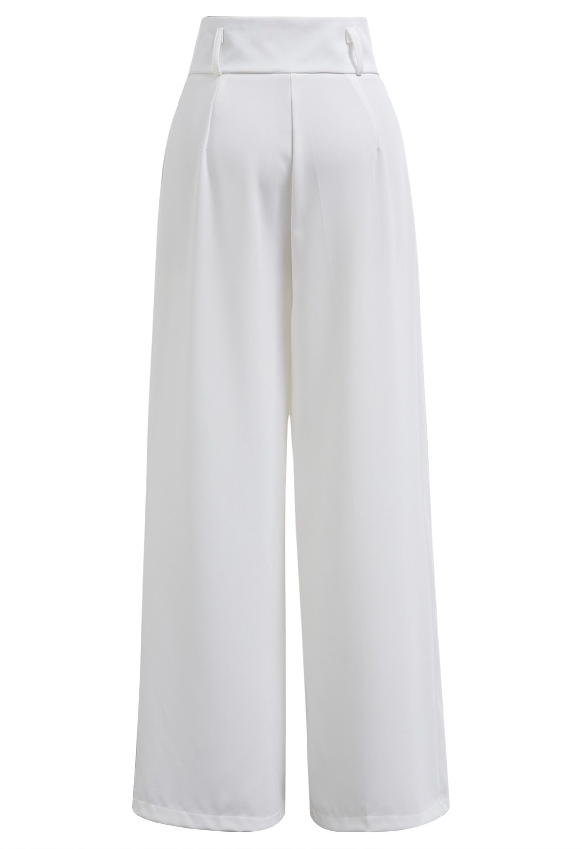 Pantalon plissé à jambe large avec poche latérale en blanc