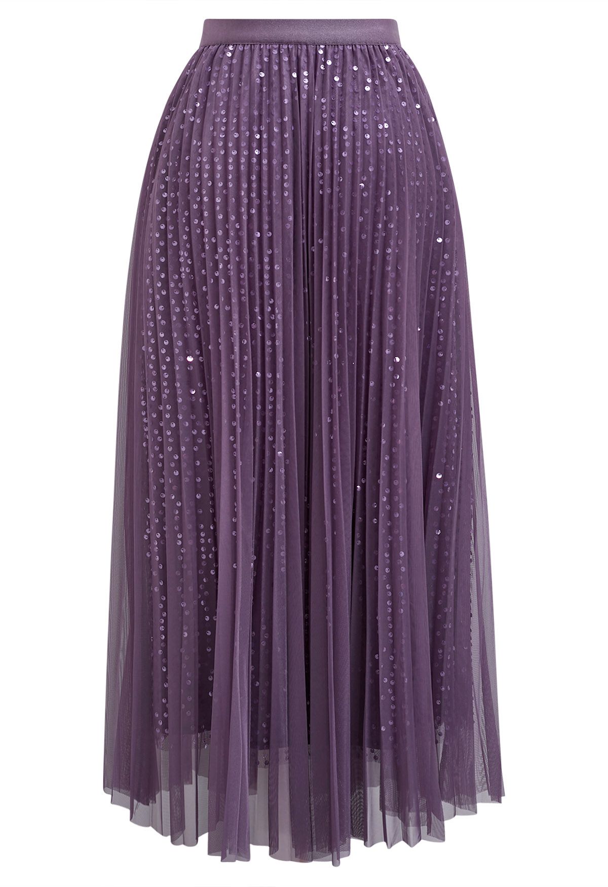 Jupe mi-longue en tulle à bordures en sequins Glister en violet