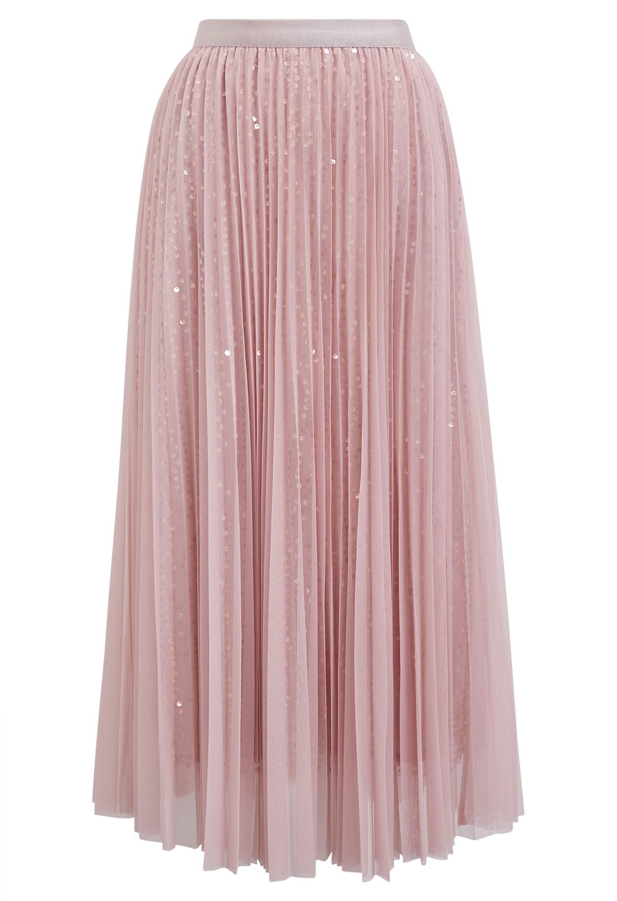 Jupe mi-longue en tulle avec bordure en sequins Glister en rose