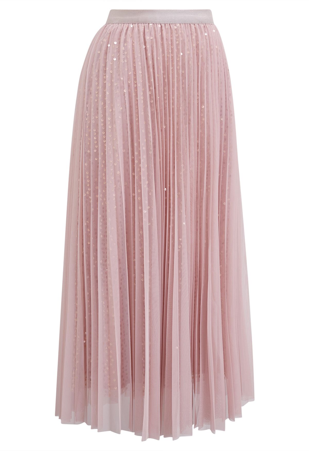 Jupe mi-longue en tulle avec bordure en sequins Glister en rose