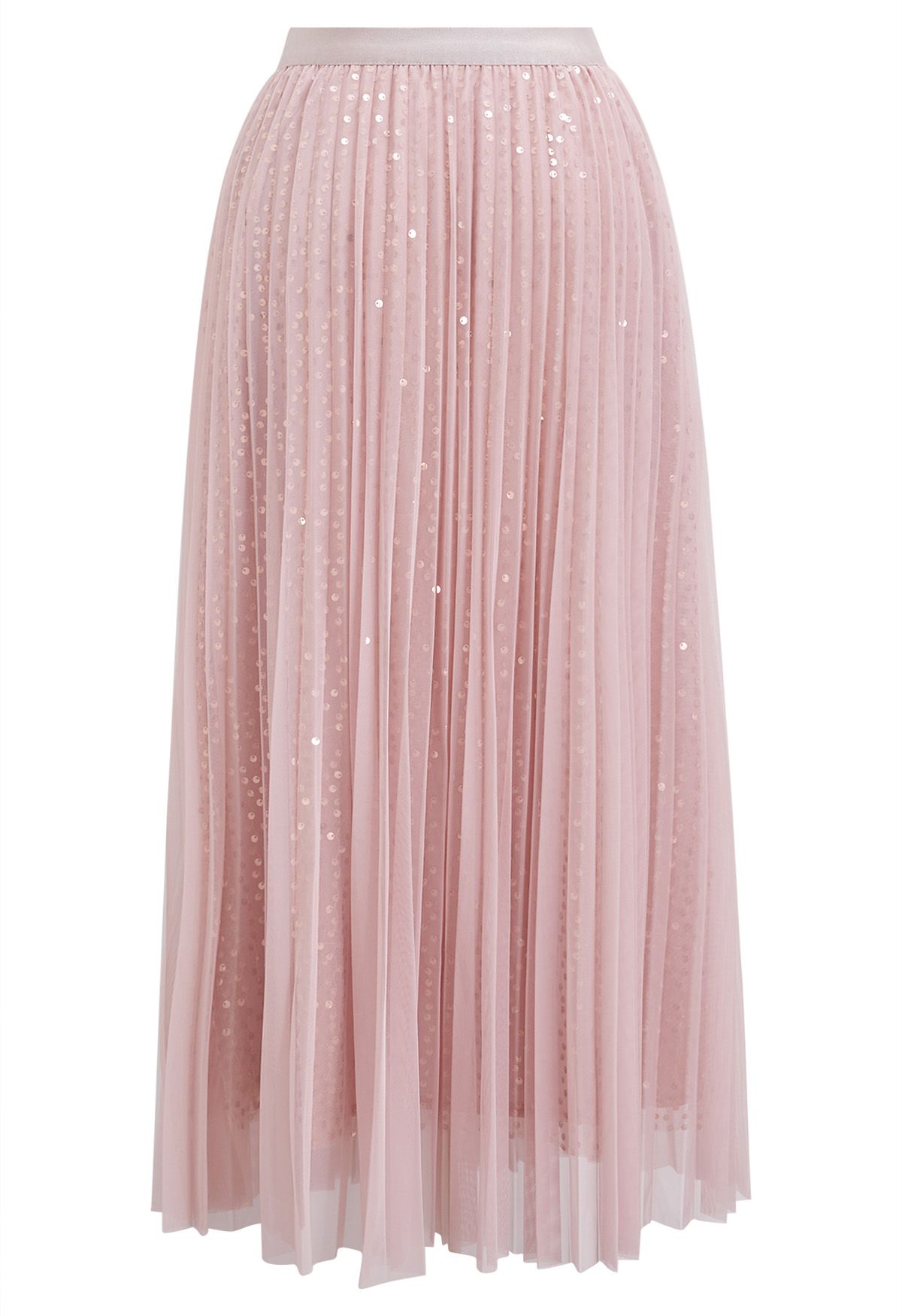 Jupe mi-longue en tulle avec bordure en sequins Glister en rose