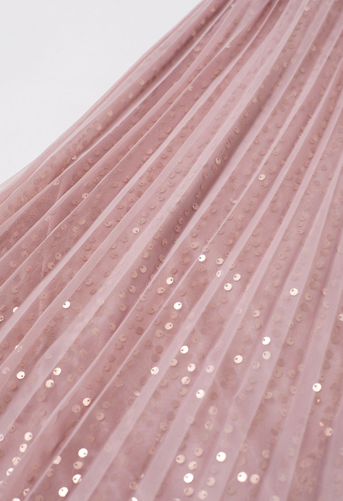 Jupe mi-longue en tulle avec bordure en sequins Glister en rose