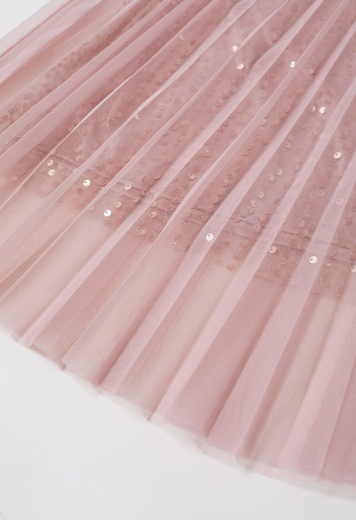 Jupe mi-longue en tulle avec bordure en sequins Glister en rose