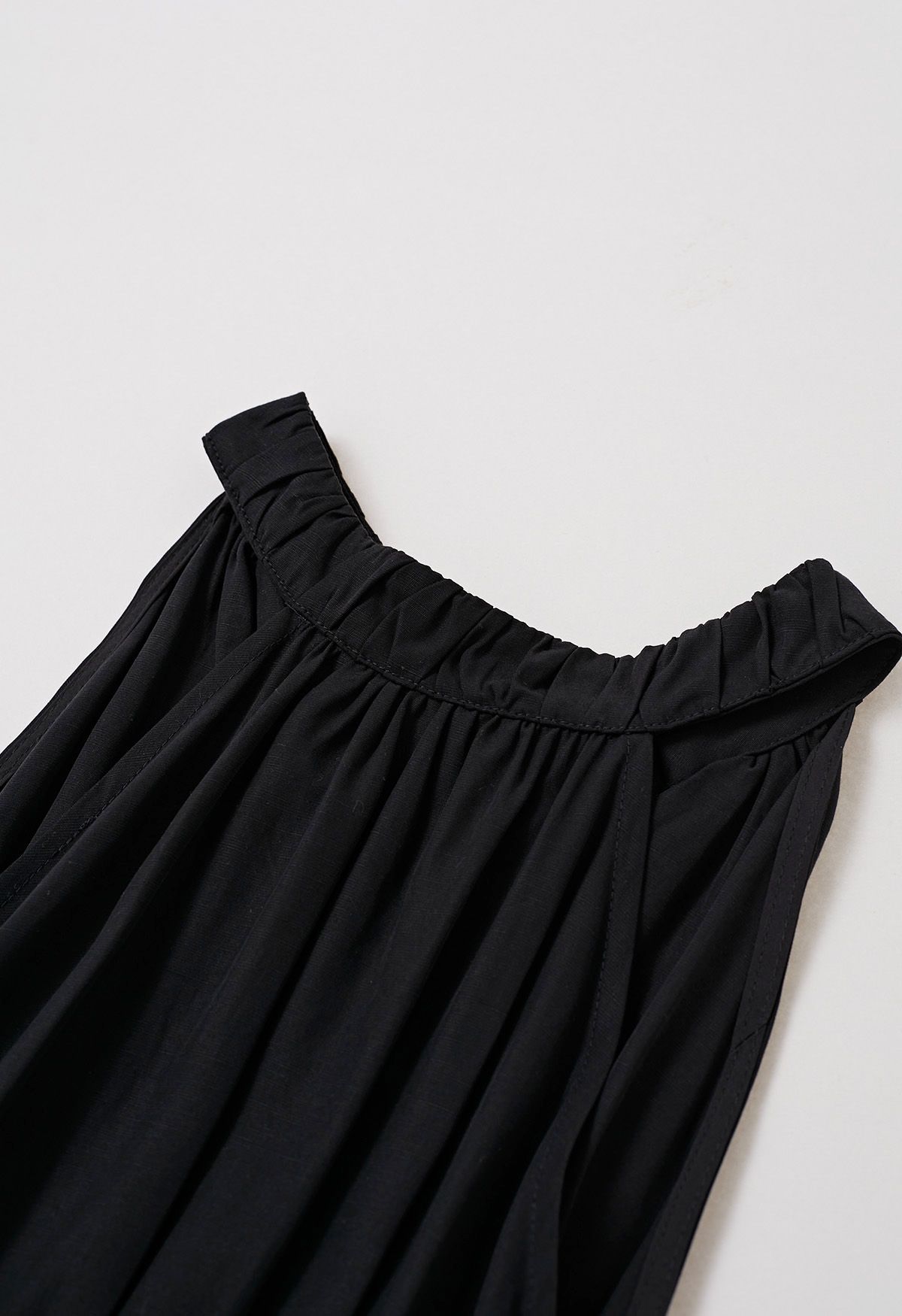 Robe longue dos nu avec nœud à nouer dans le dos en noir