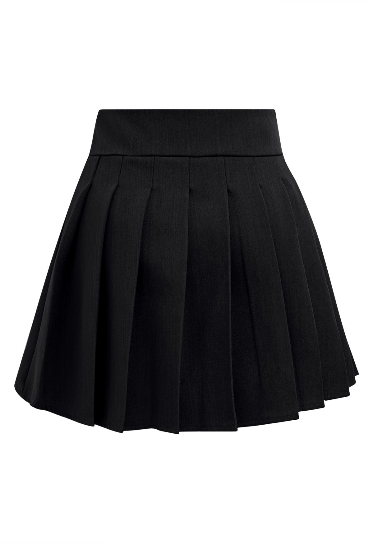 Mini jupe-short Preppy plissée à double boutonnage en noir