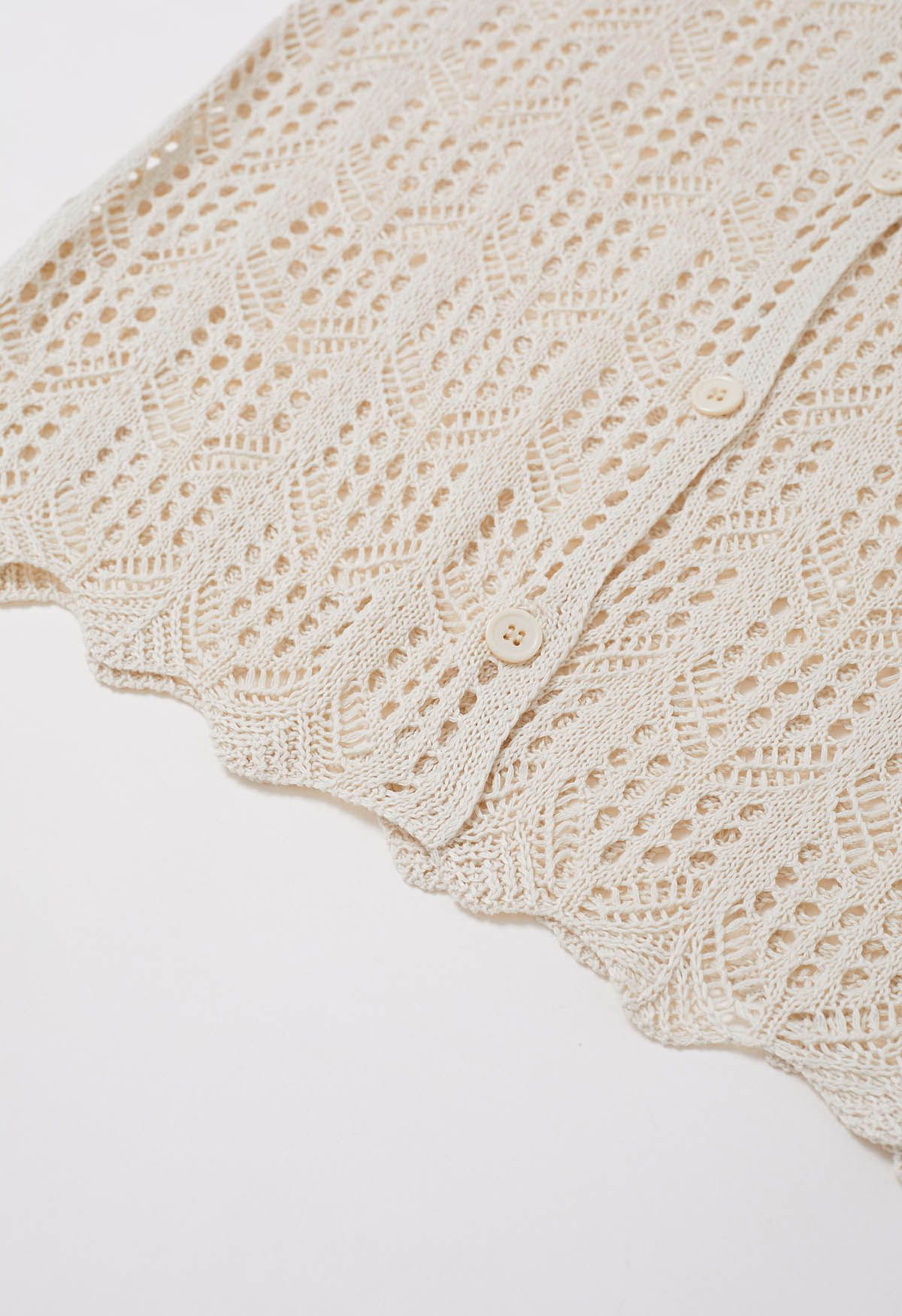 Cache-maillot boutonné au crochet Boho Beach en crème