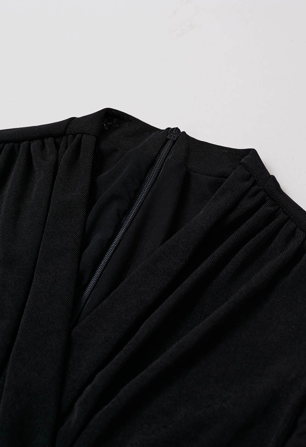 Robe fourreau effet portefeuille à taille cintrée, noire