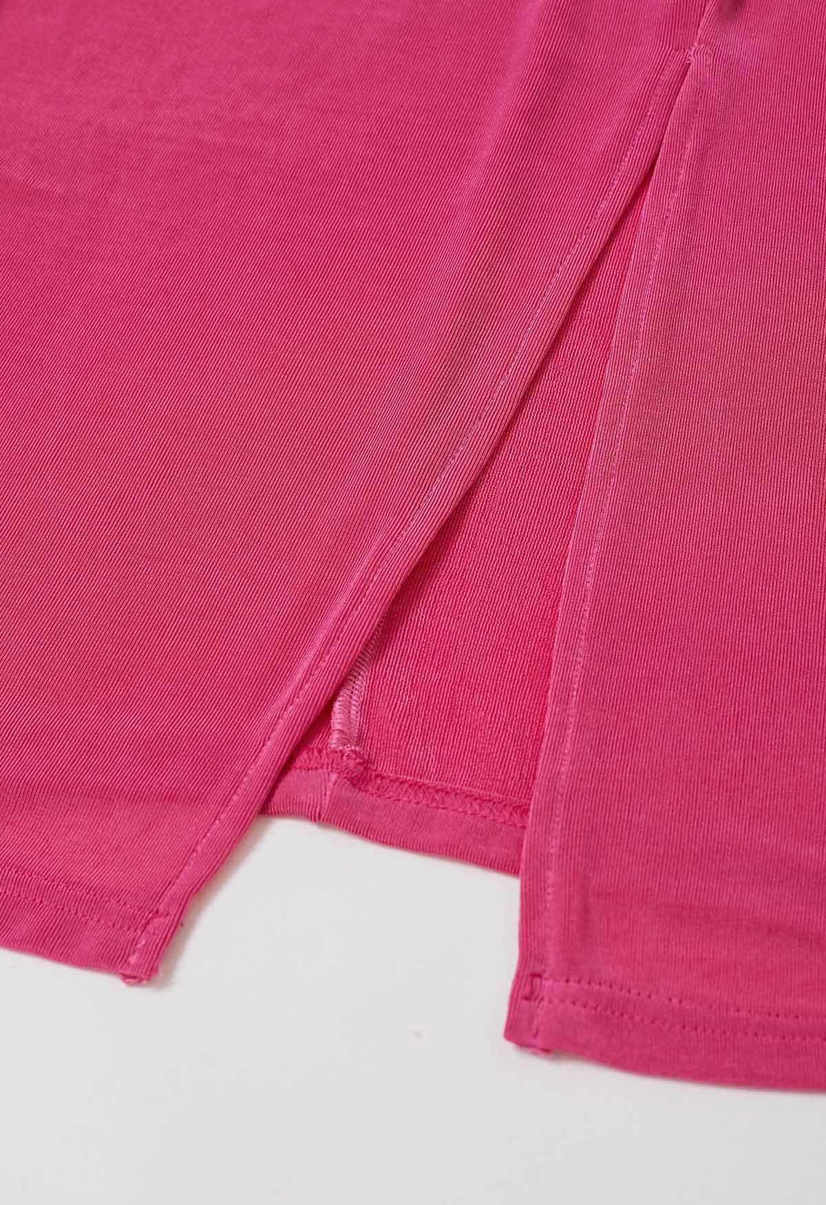 Robe fourreau effet portefeuille à taille cintrée, rose vif