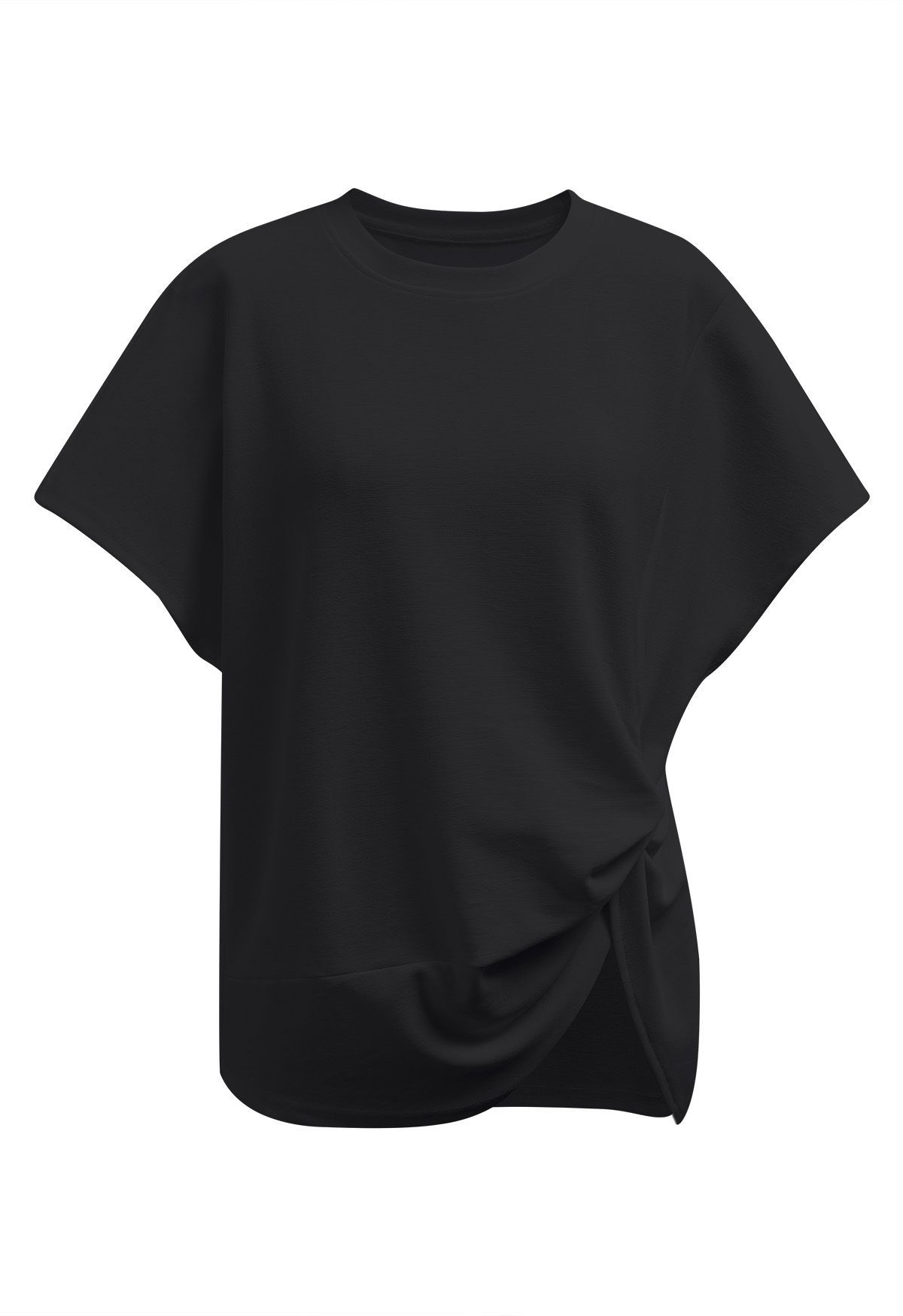 T-shirt à manches courtes avec détail torsadé en noir