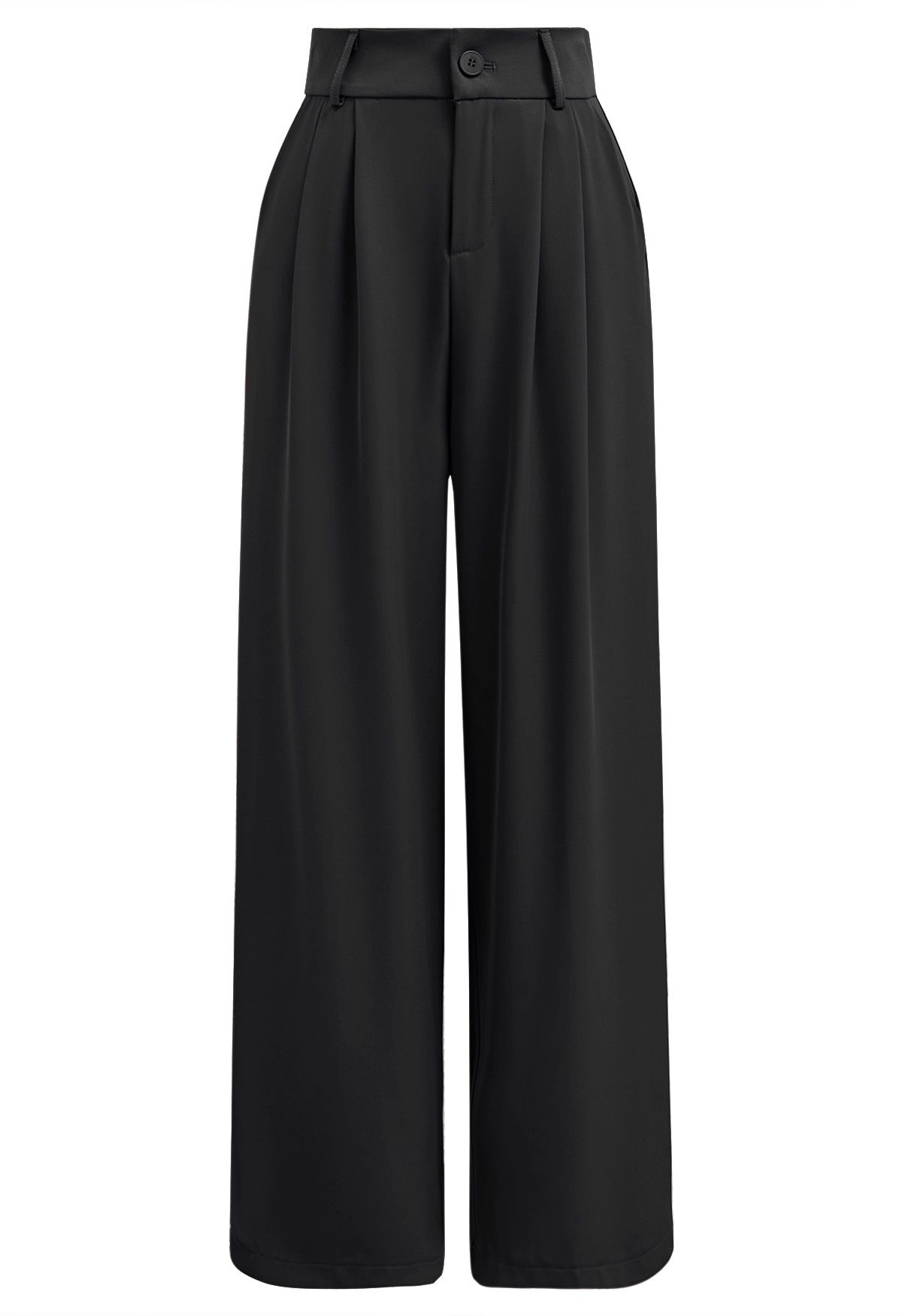 Pantalon droit taille haute en noir