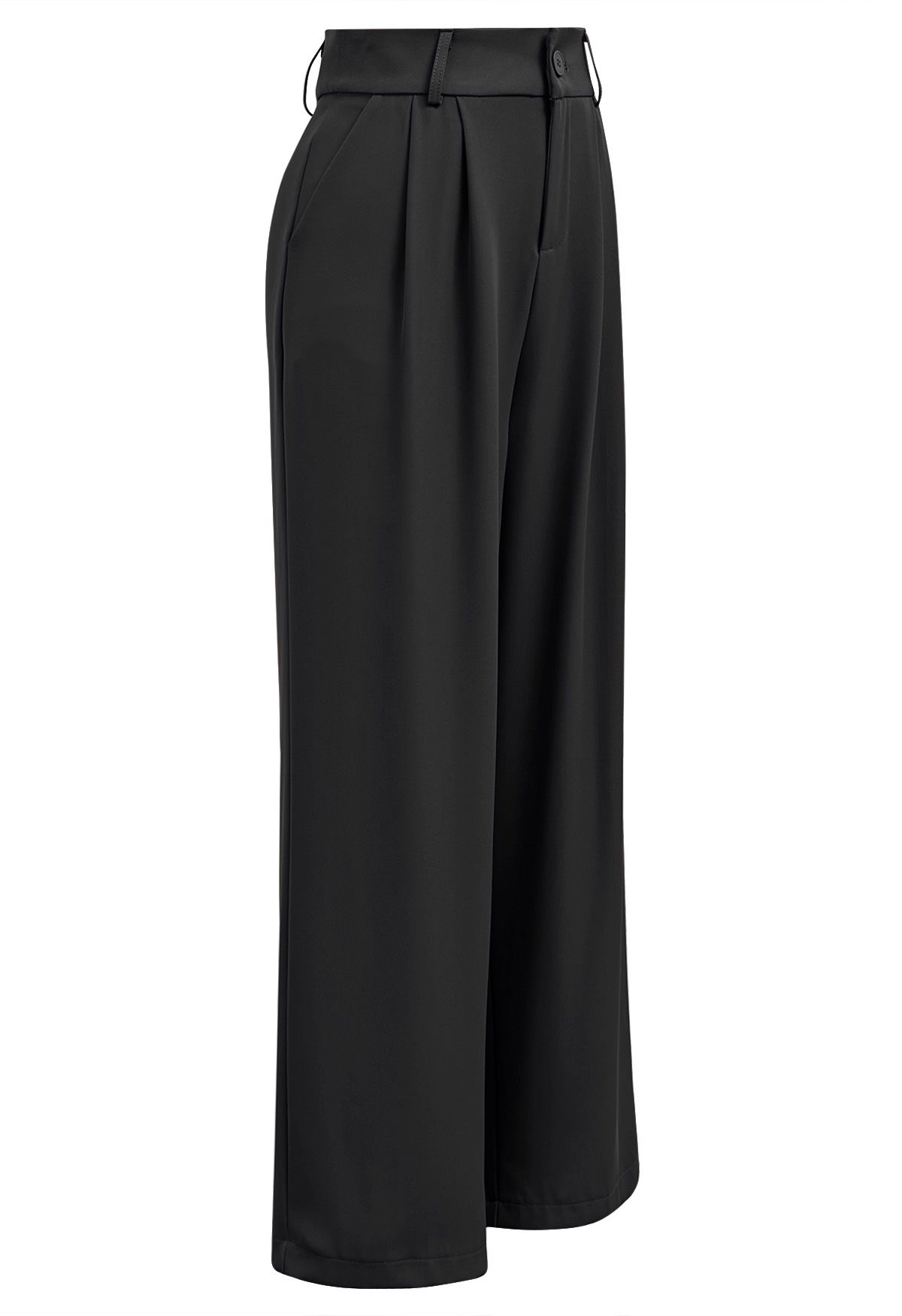 Pantalon droit taille haute en noir