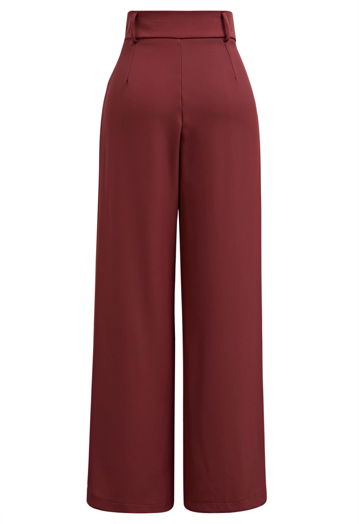 Pantalon droit taille haute en rouge