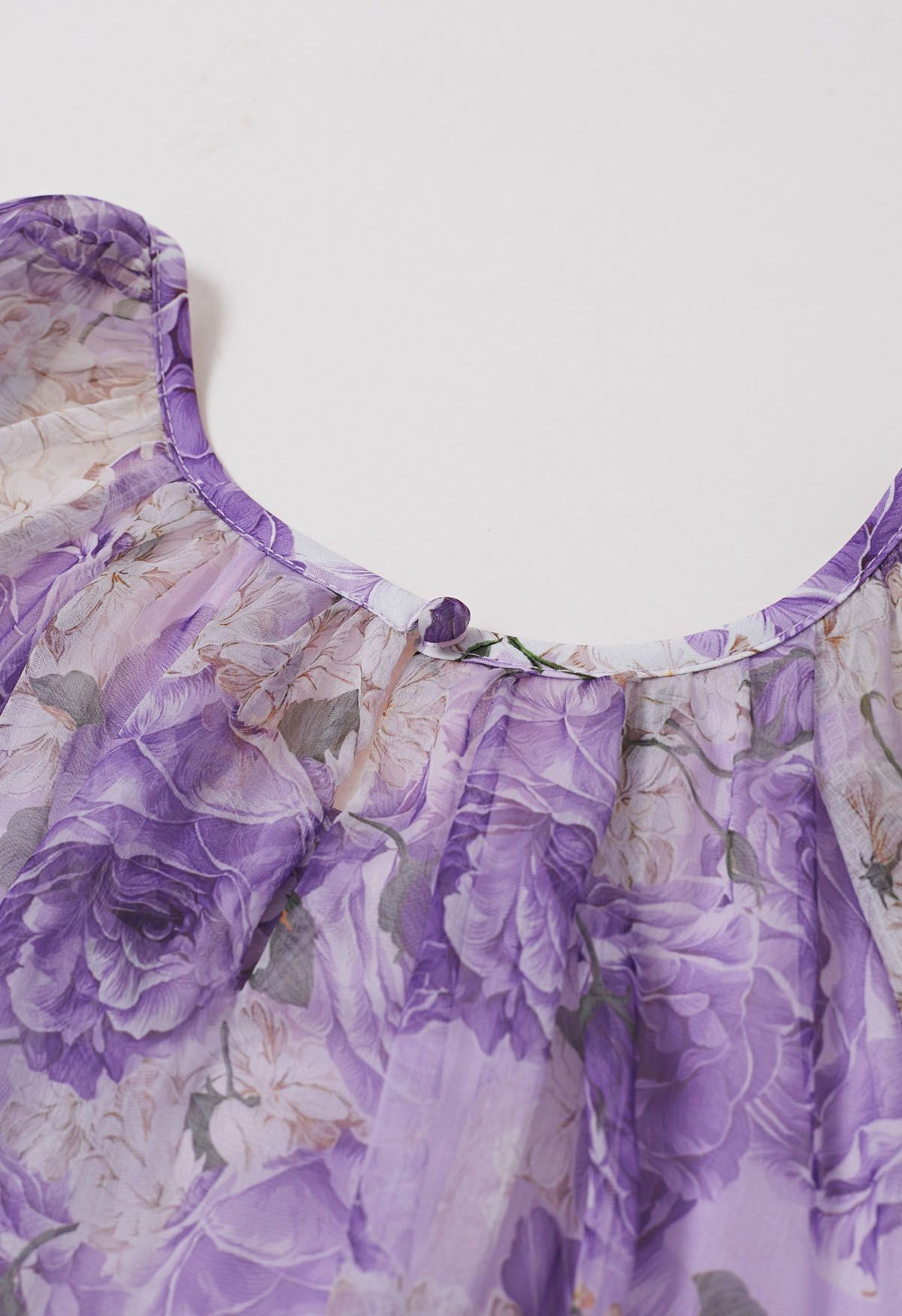 Robe Dolly Gauzy à imprimé floral et manches bulles en violet