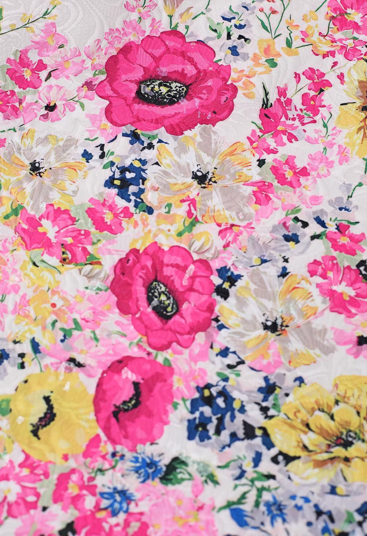 Jupe mi-longue en jacquard Blooming Garden