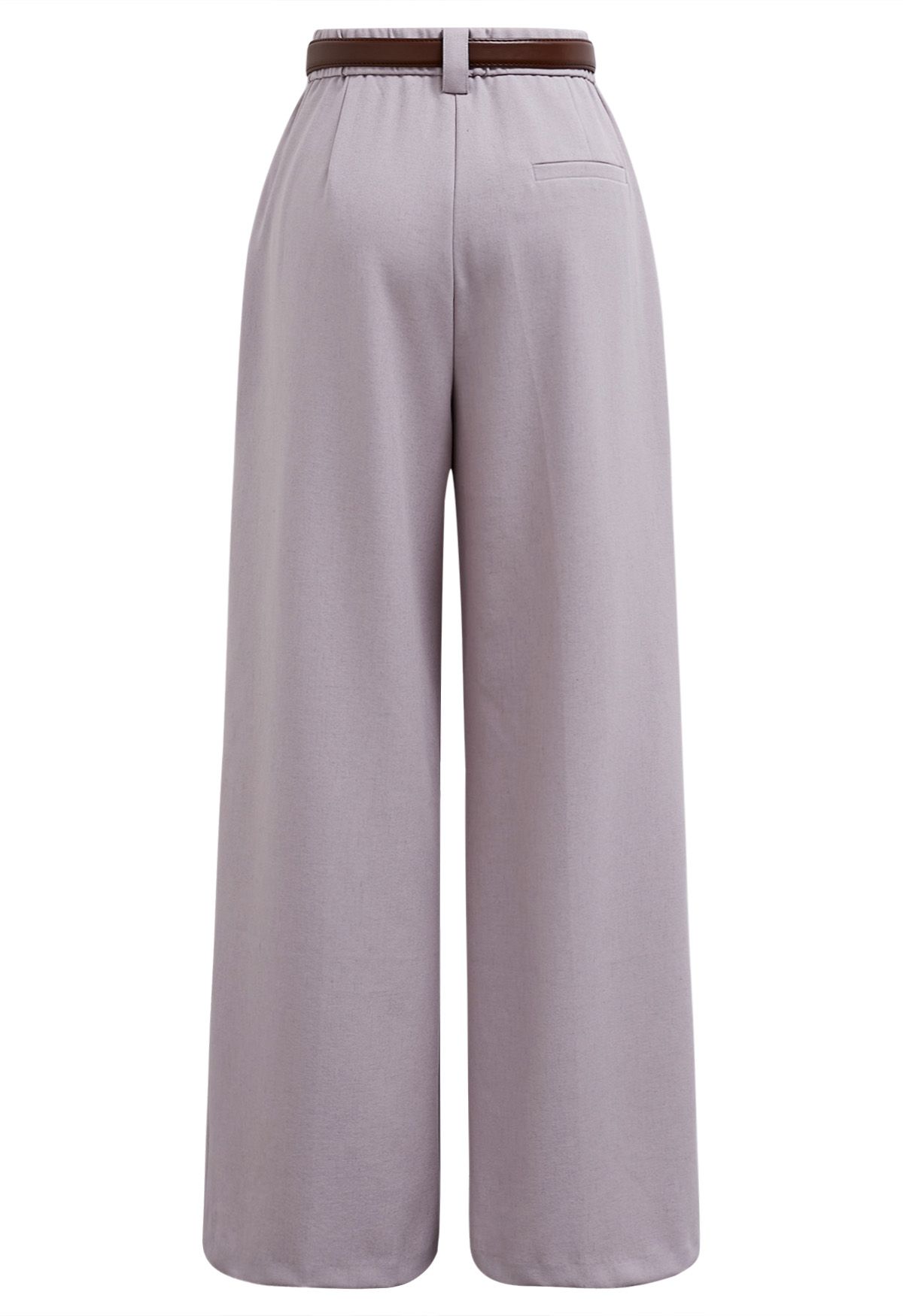 Pantalon droit avec ceinture en similicuir, lilas