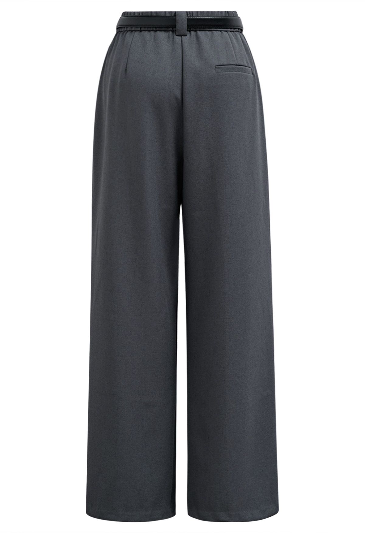 Pantalon droit avec ceinture en similicuir, fumé