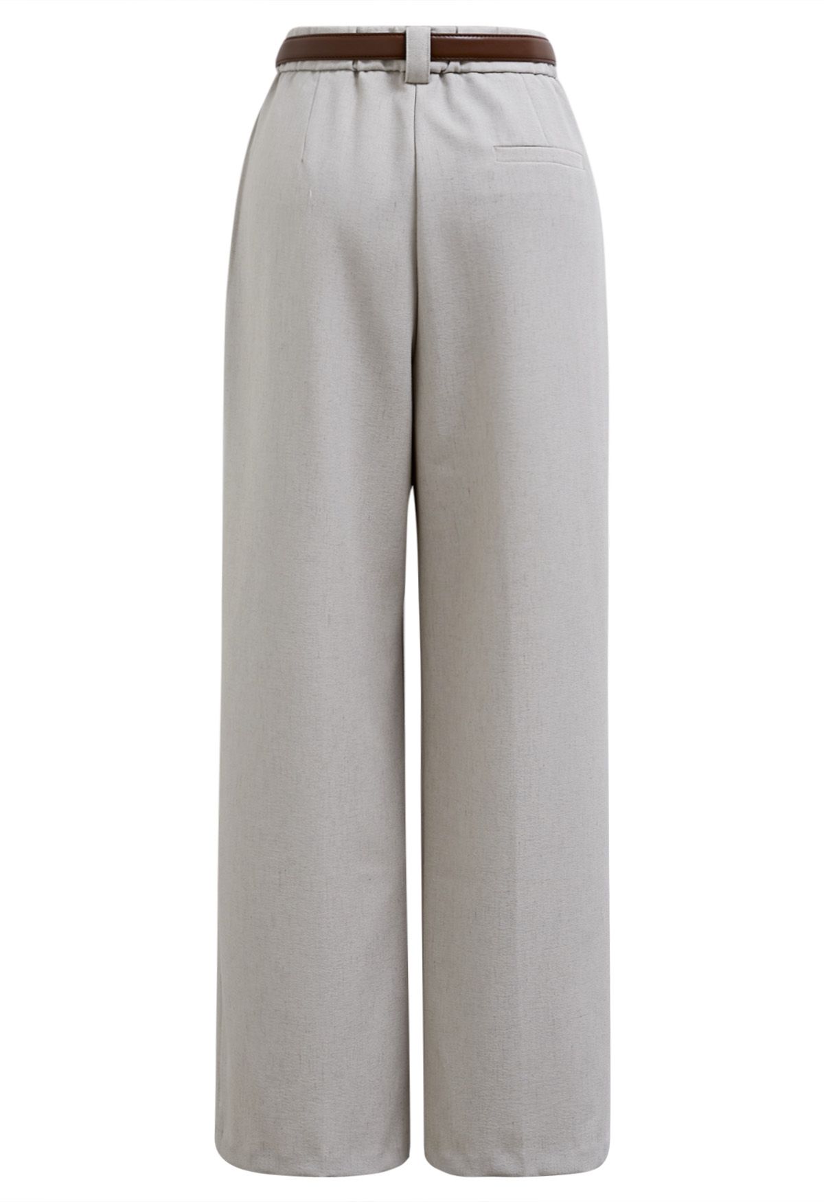 Pantalon droit avec ceinture en similicuir en sable