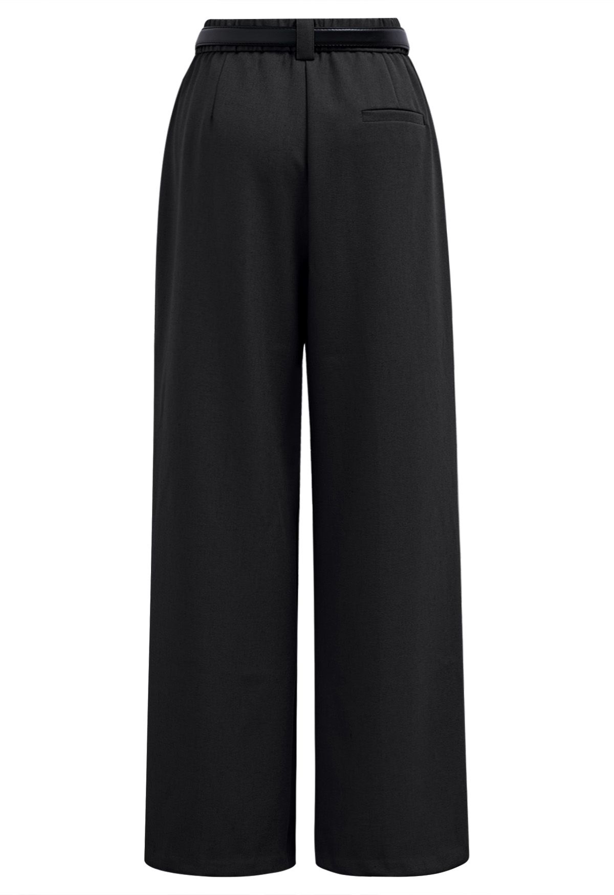 Pantalon droit avec ceinture en similicuir, noir