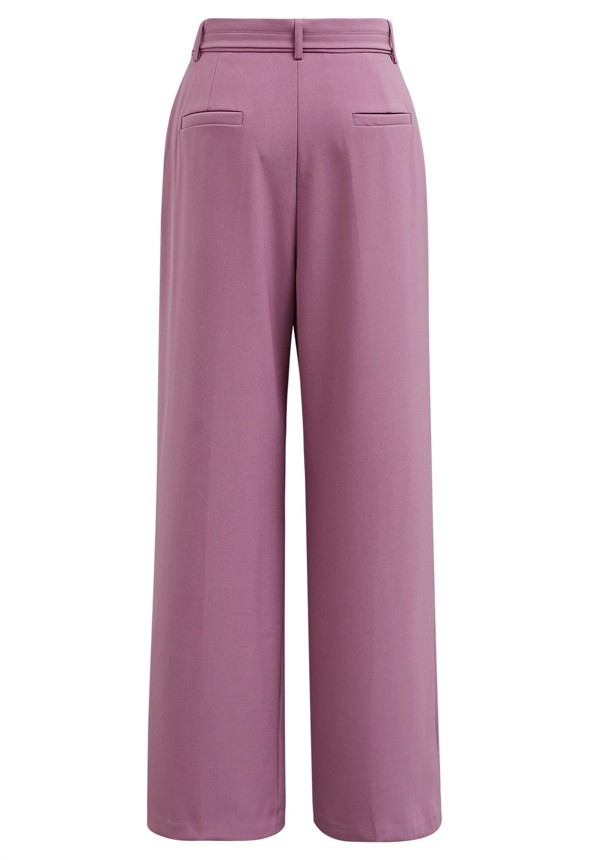 Pantalon plissé avec poche latérale et ceinture en violet