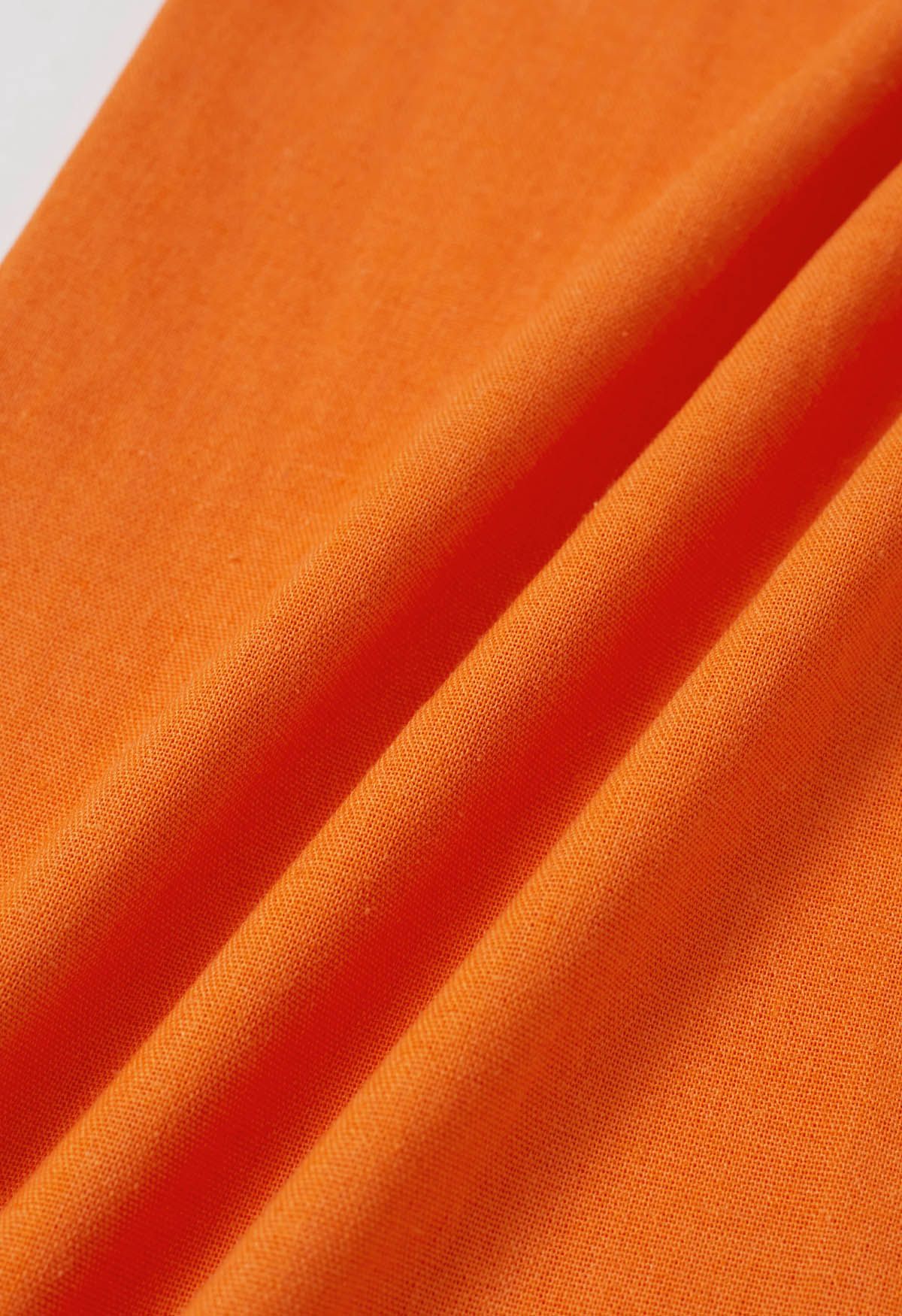 Pantalon Palazzo Confort en Lin Mélangé en Orange