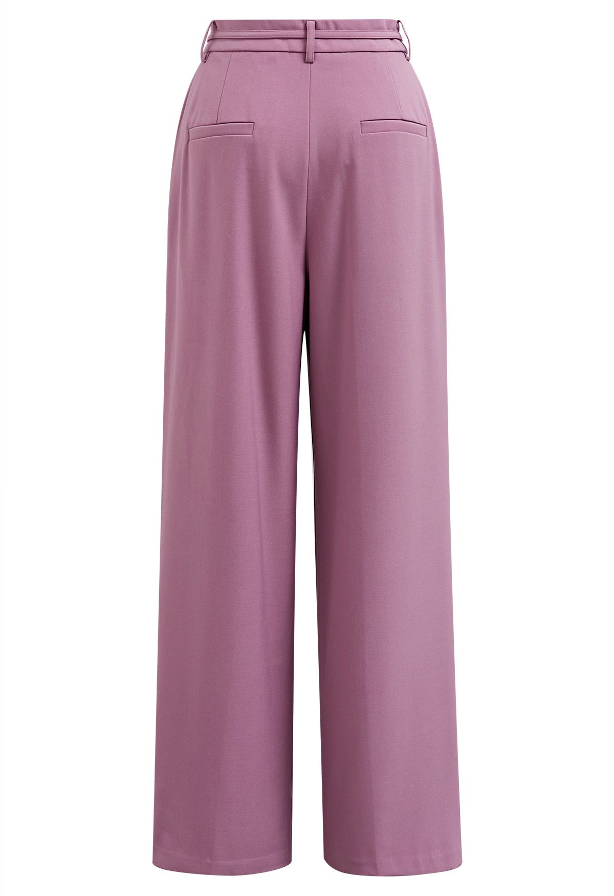 Pantalon droit plissé à ceinture réglable en violet