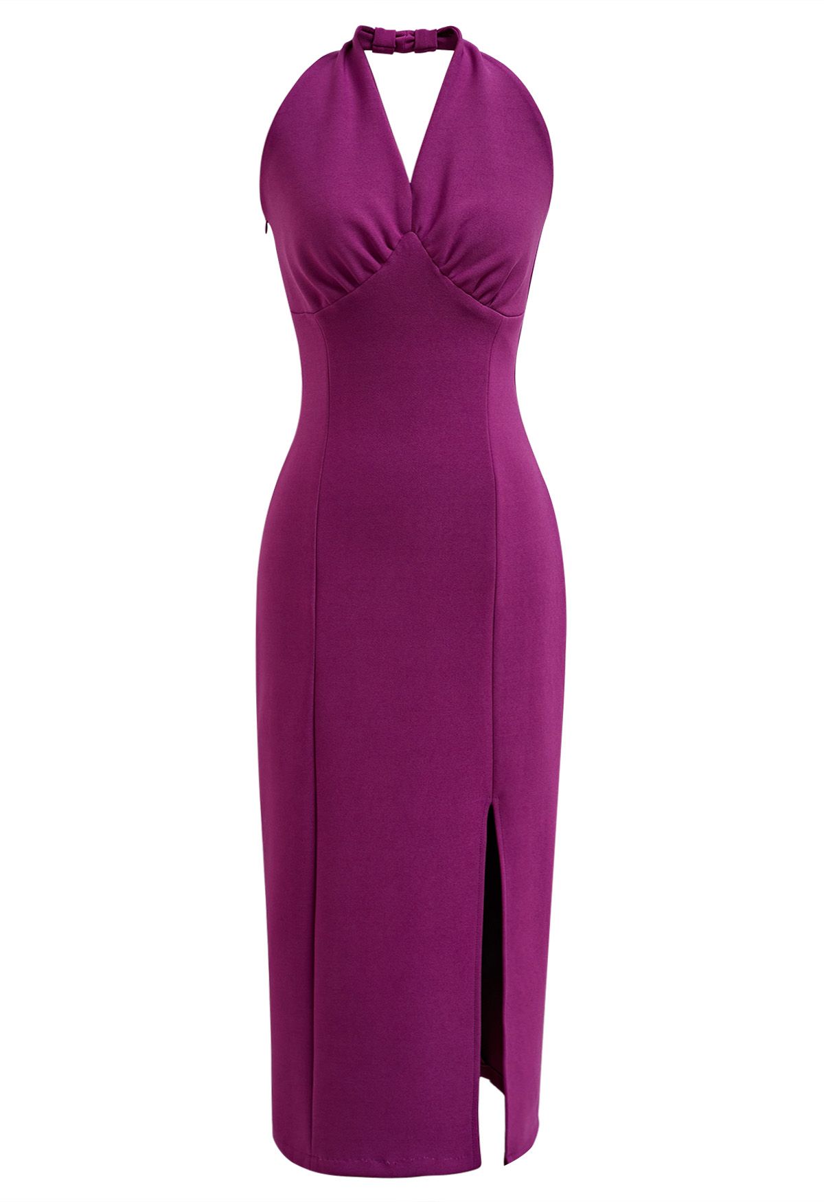 Robe fourreau fendue à col licou Modern Muse en magenta