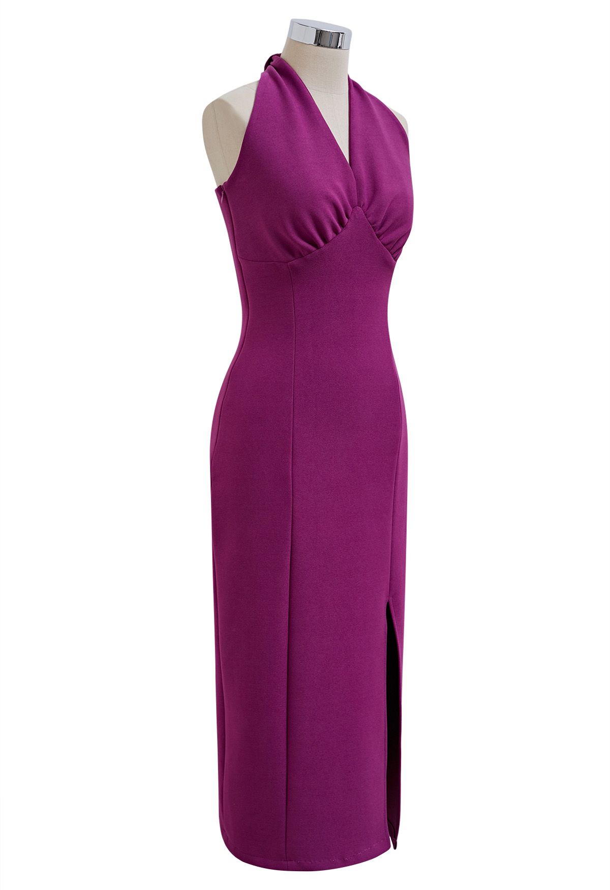 Robe fourreau fendue à col licou Modern Muse en magenta