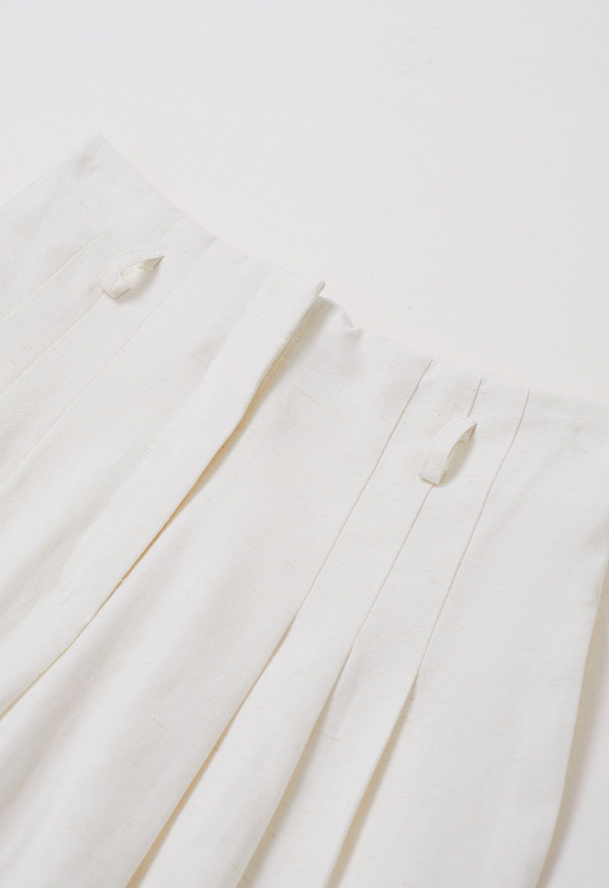 Pantalon Palazzo en lin mélangé à ceinture à l'ancienne en blanc