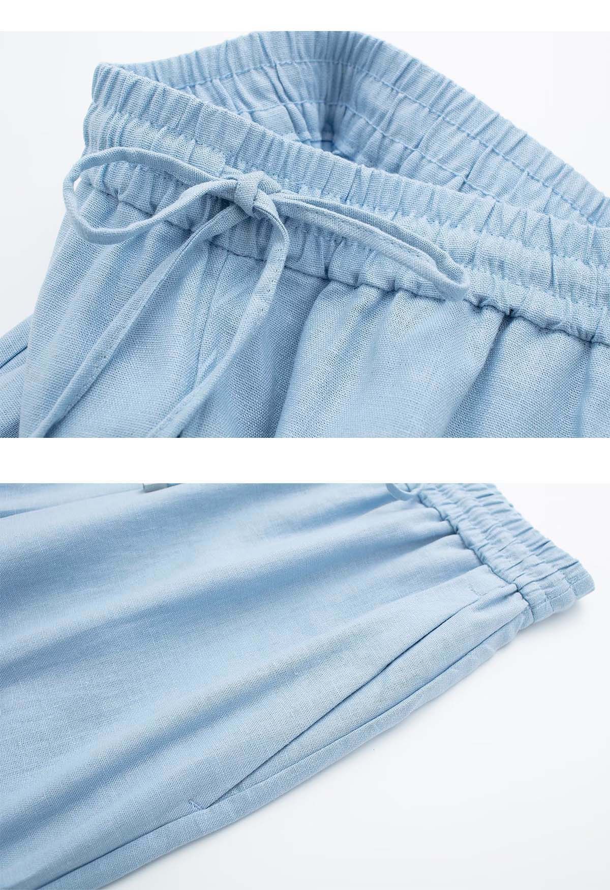 Pantalon Breezy en coton à jambe droite en bleu