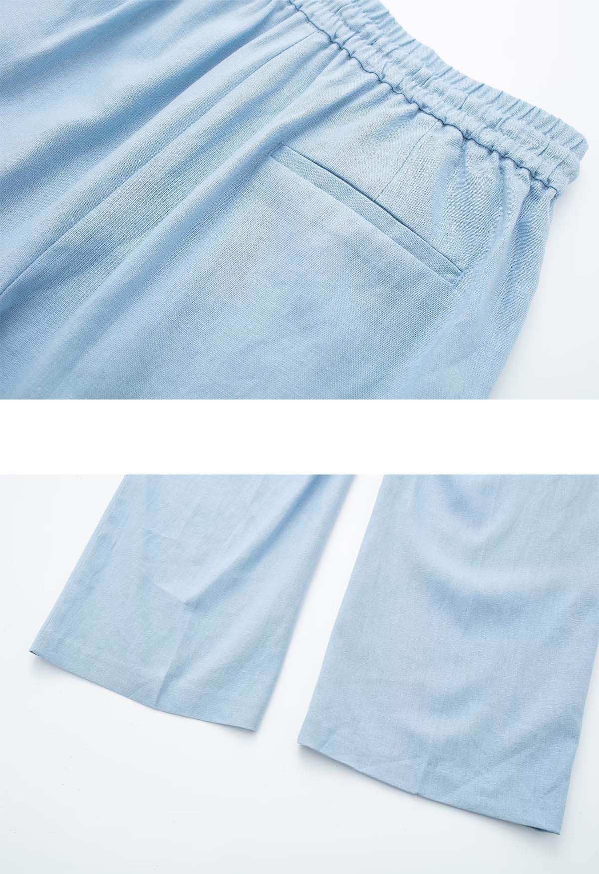 Pantalon Breezy en coton à jambe droite en bleu