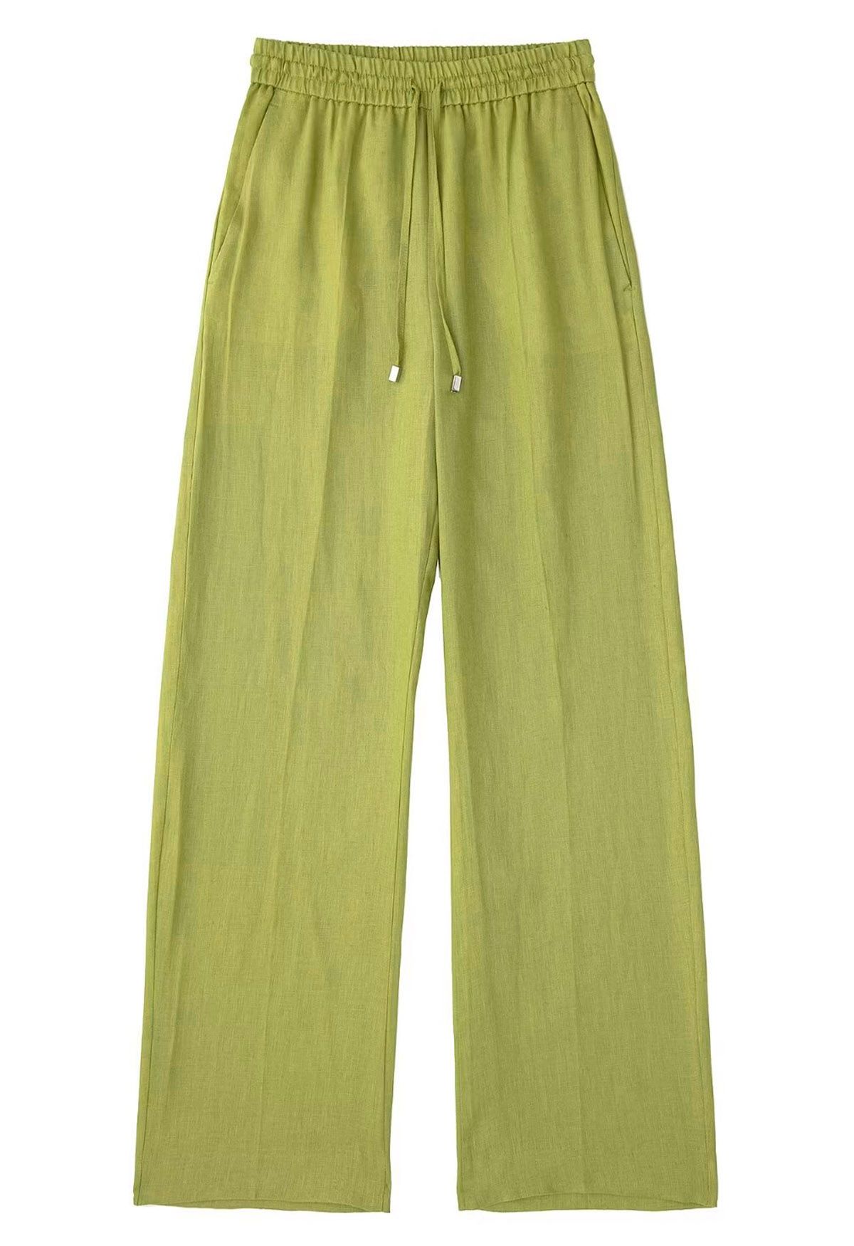 Pantalon Breezy en coton à jambe droite, vert citron