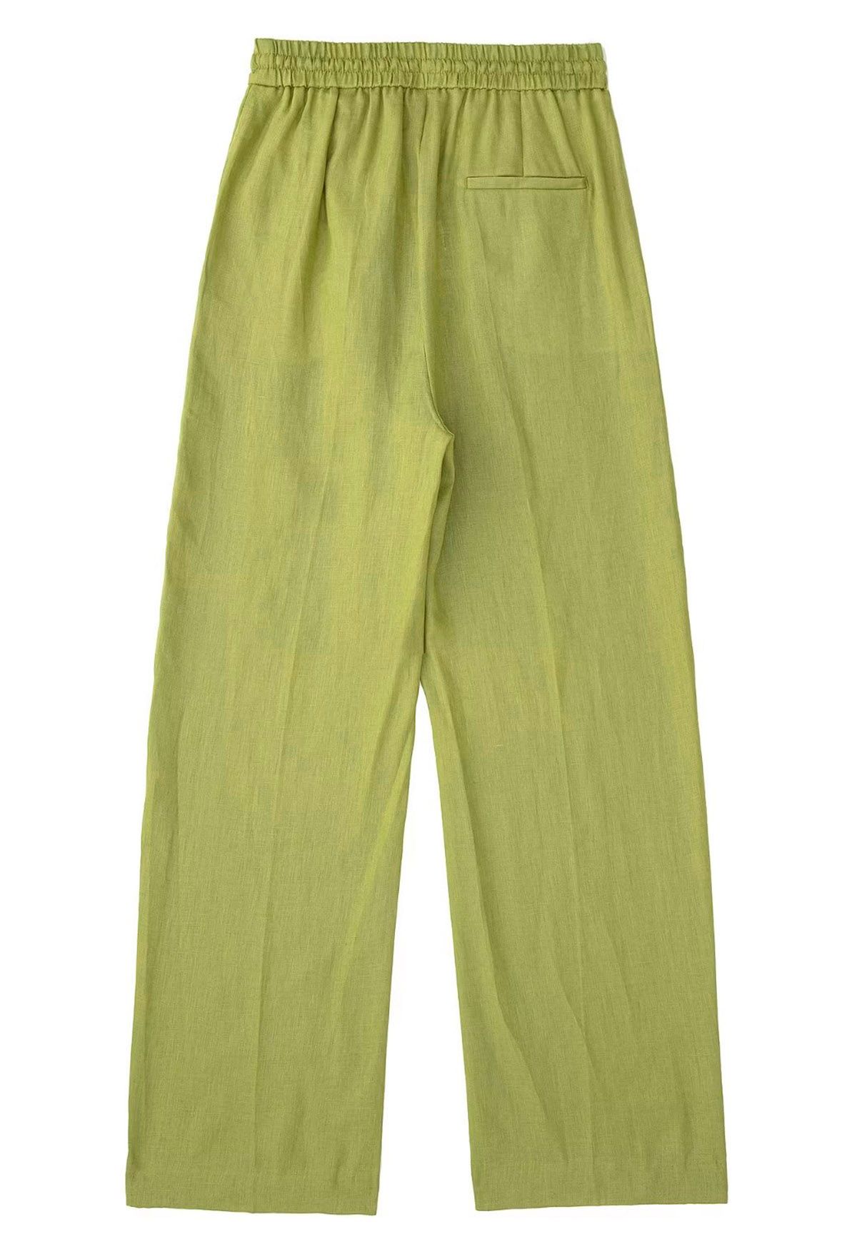 Pantalon Breezy en coton à jambe droite, vert citron