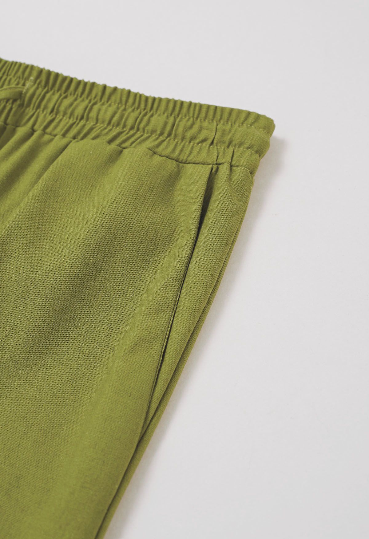 Pantalon Breezy en coton à jambe droite, vert citron