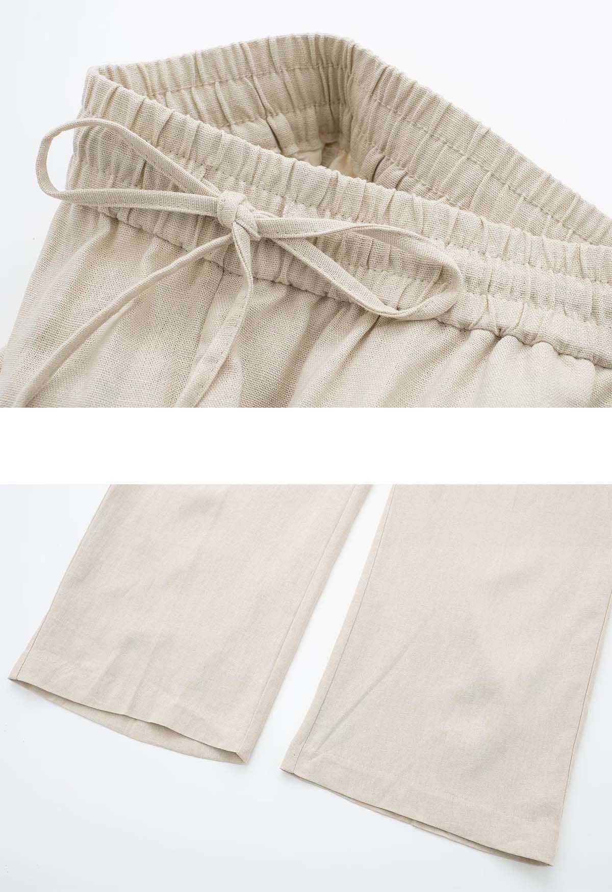 Pantalon à jambe droite en coton Breezy en avoine