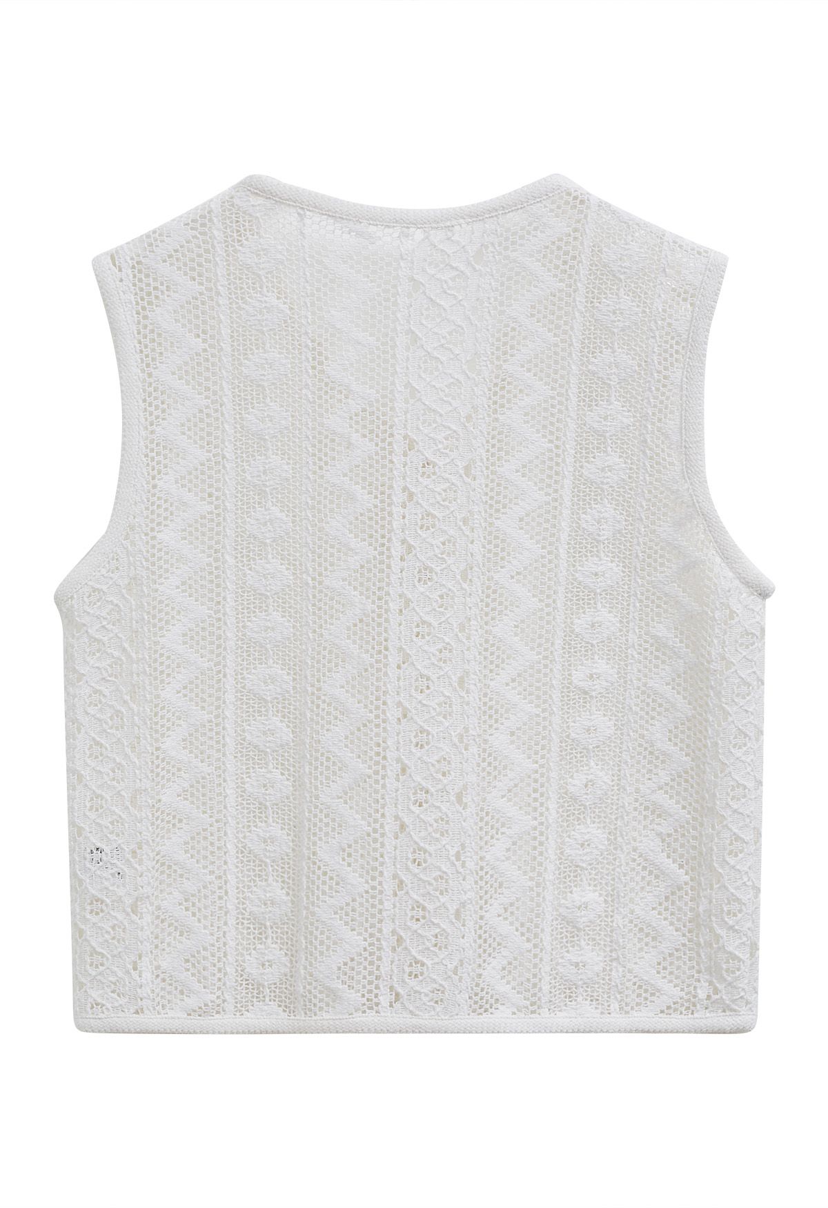 Gilet en coton ajouré à col en V en blanc