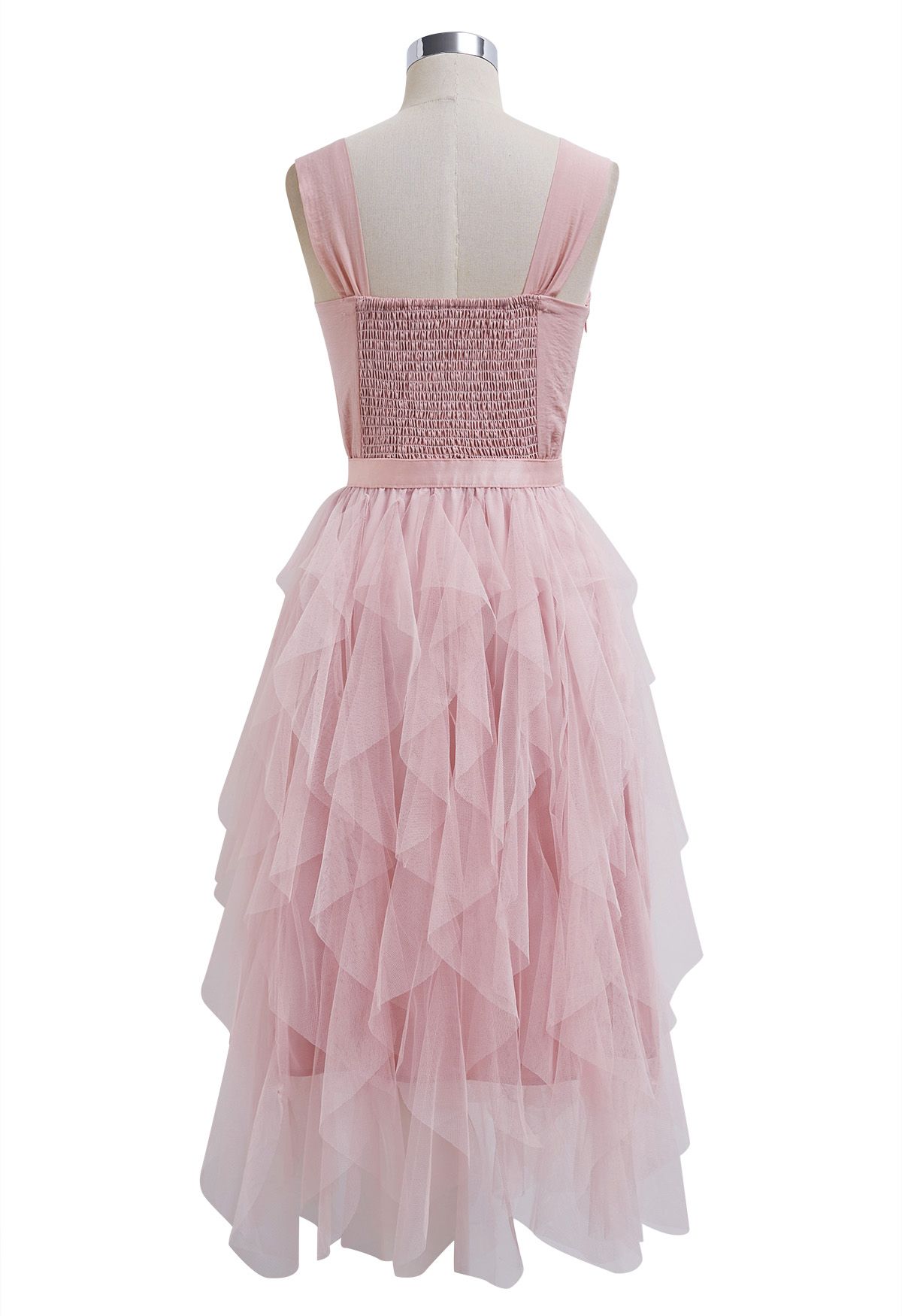 Robe caraco en tulle à détail torsadé en rose