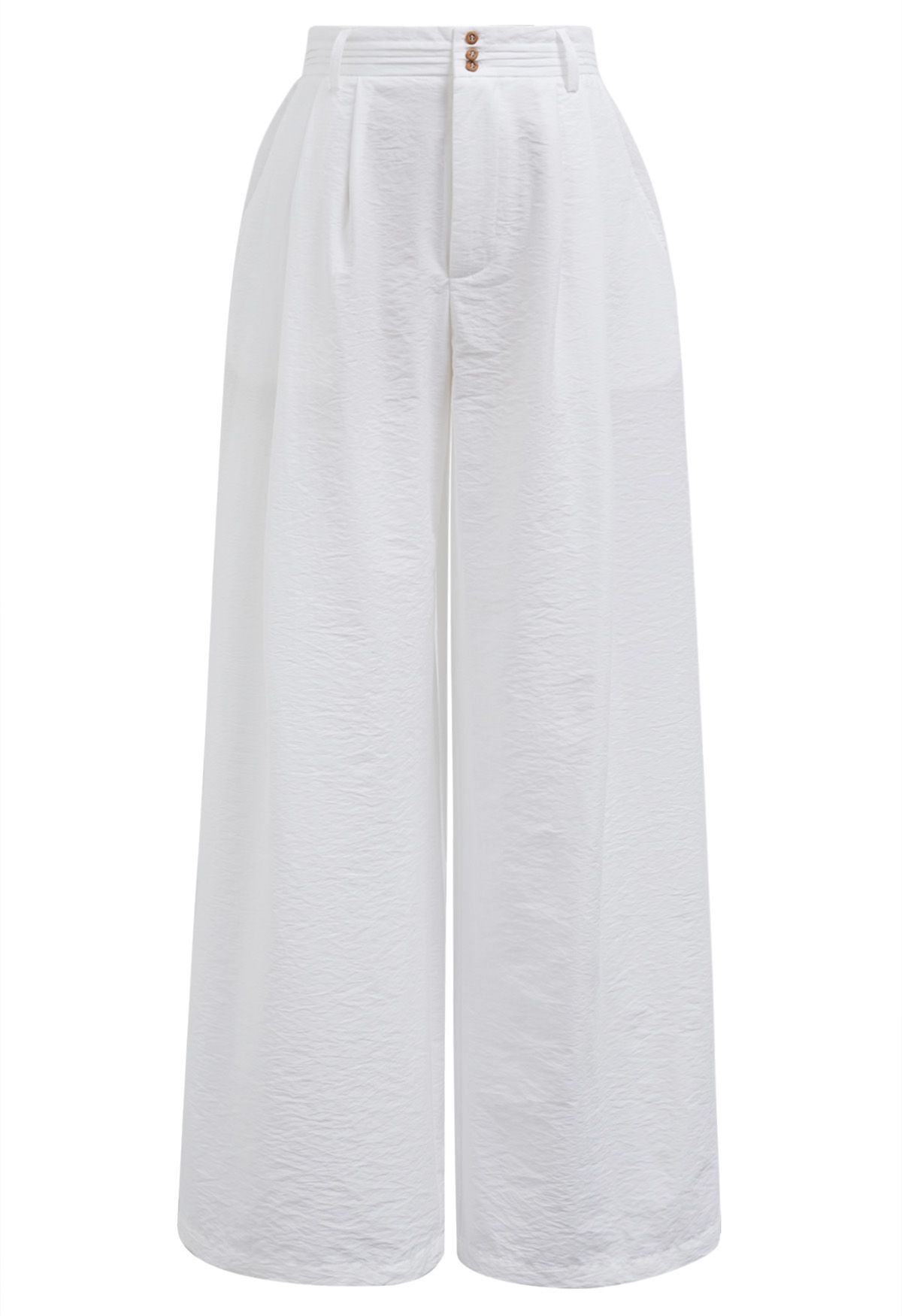 Pantalon large à détails nervurés en blanc