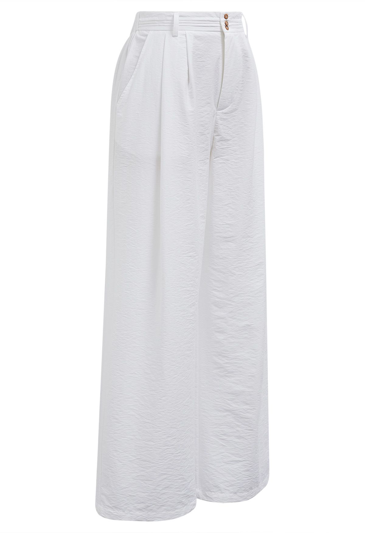 Pantalon large à détails nervurés en blanc