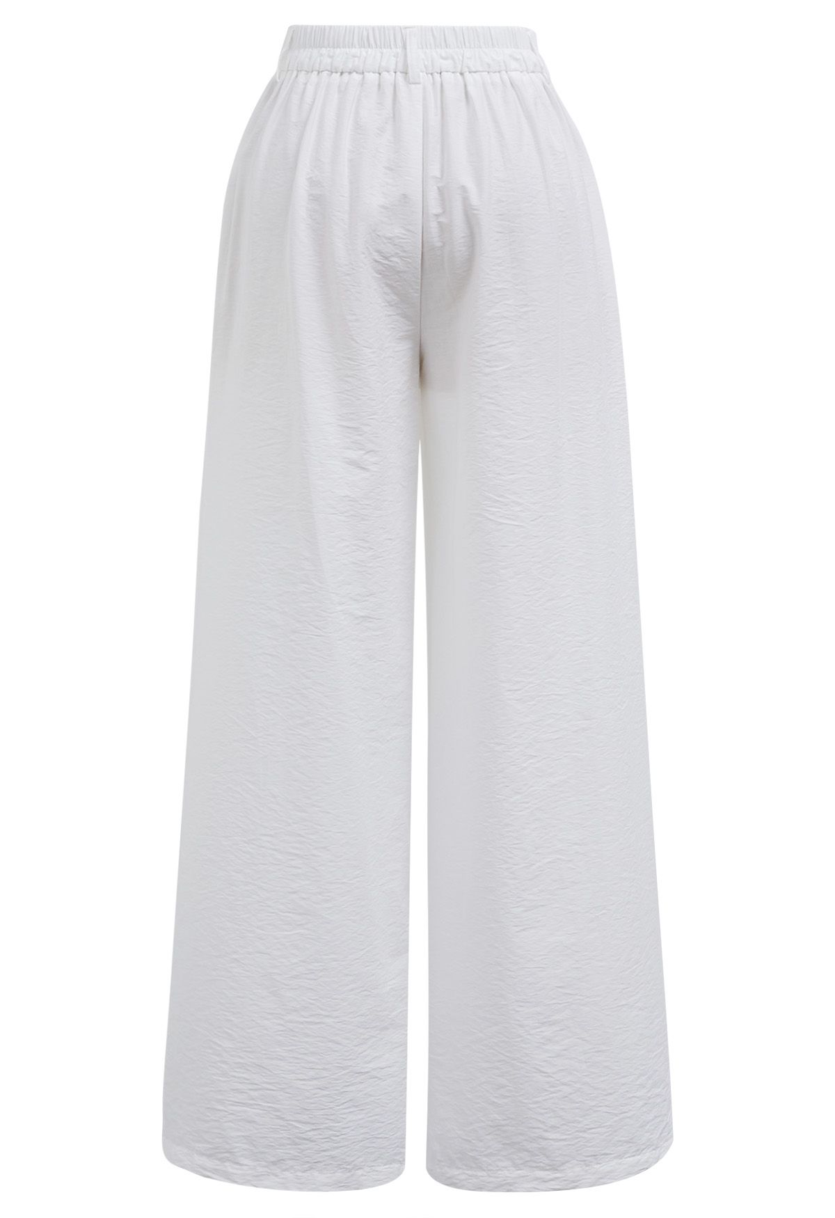 Pantalon large à détails nervurés en blanc