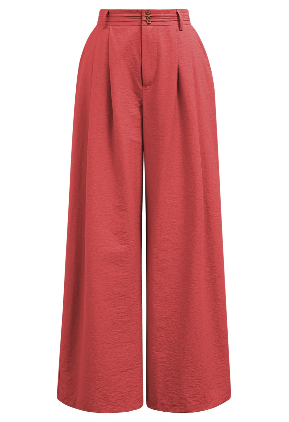 Pantalon large à détails nervurés en rouge