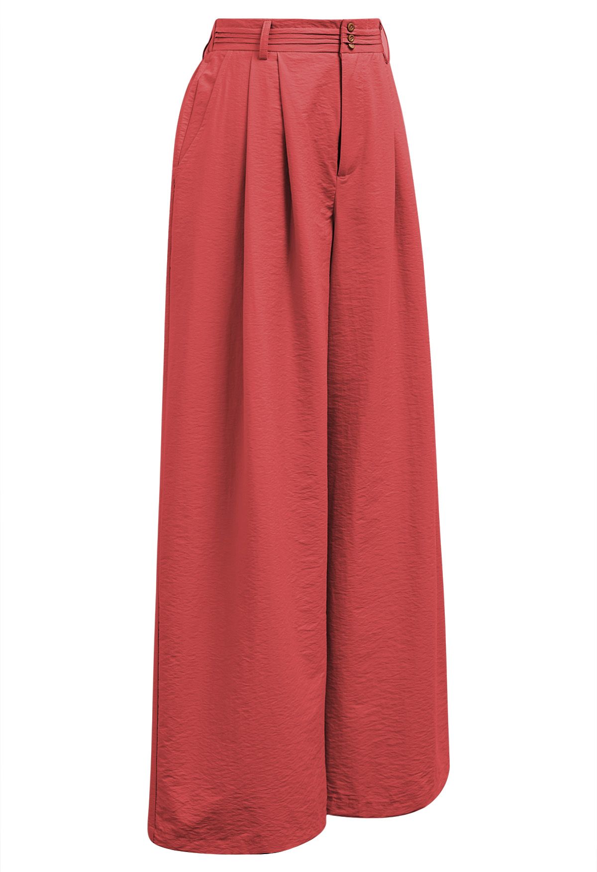 Pantalon large à détails nervurés en rouge