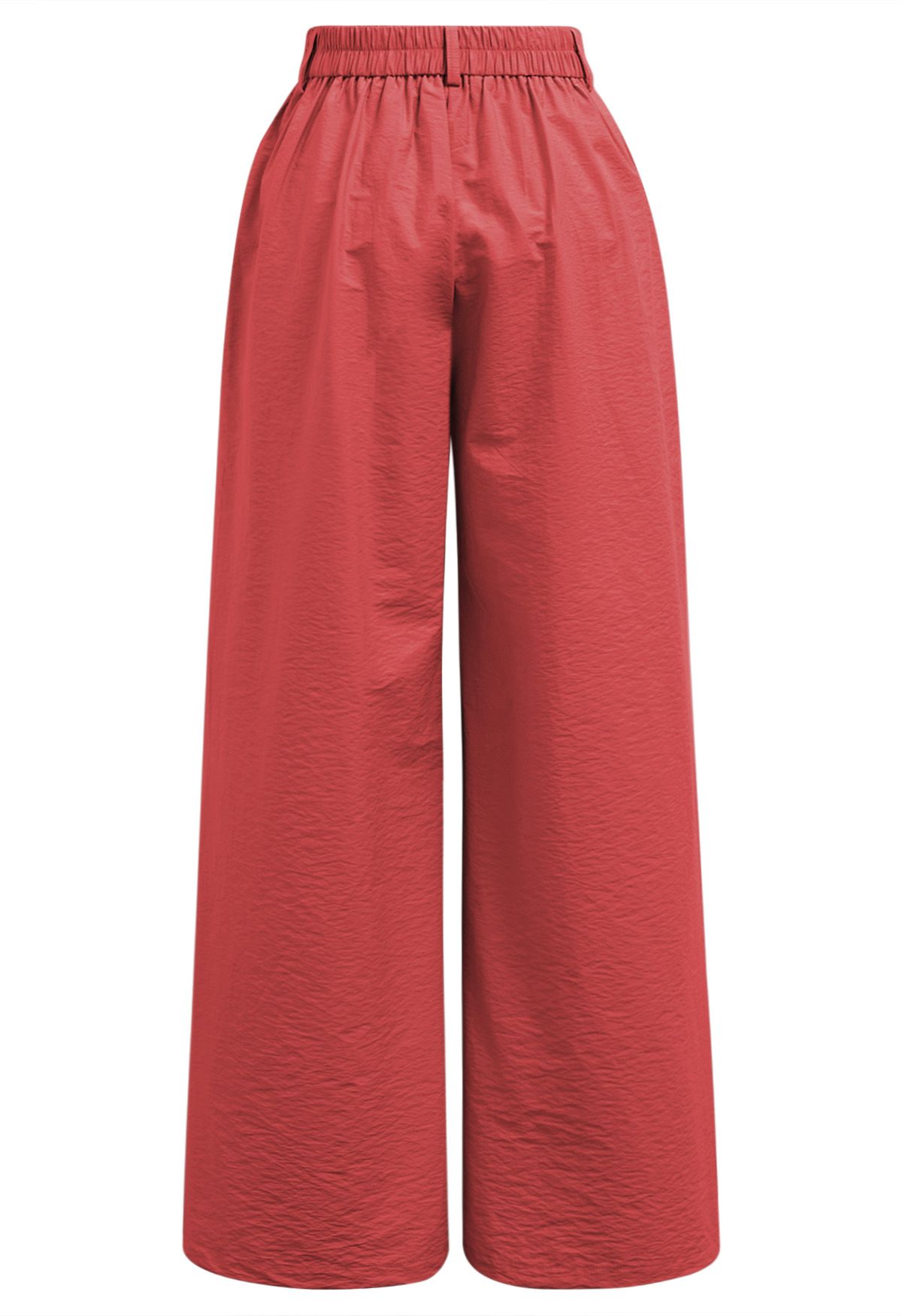 Pantalon large à détails nervurés en rouge