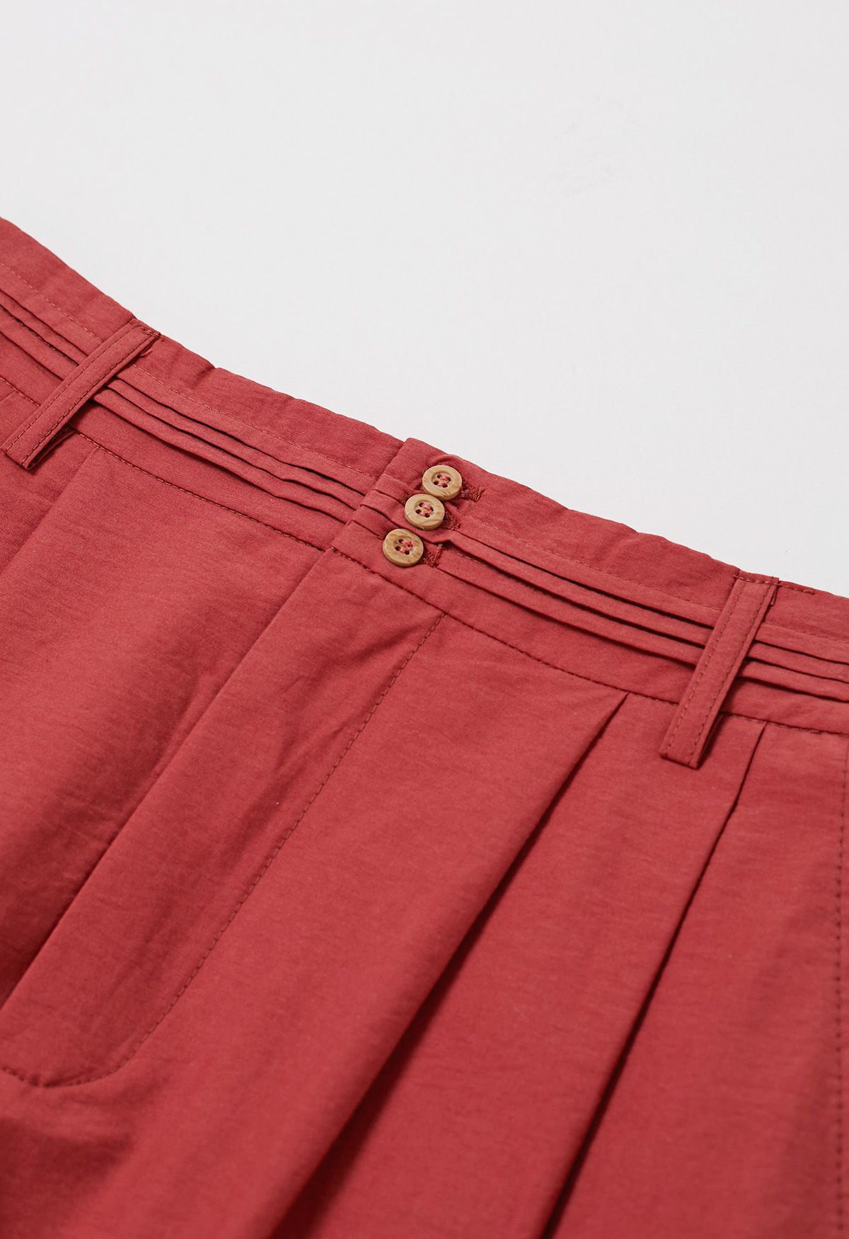 Pantalon large à détails nervurés en rouge