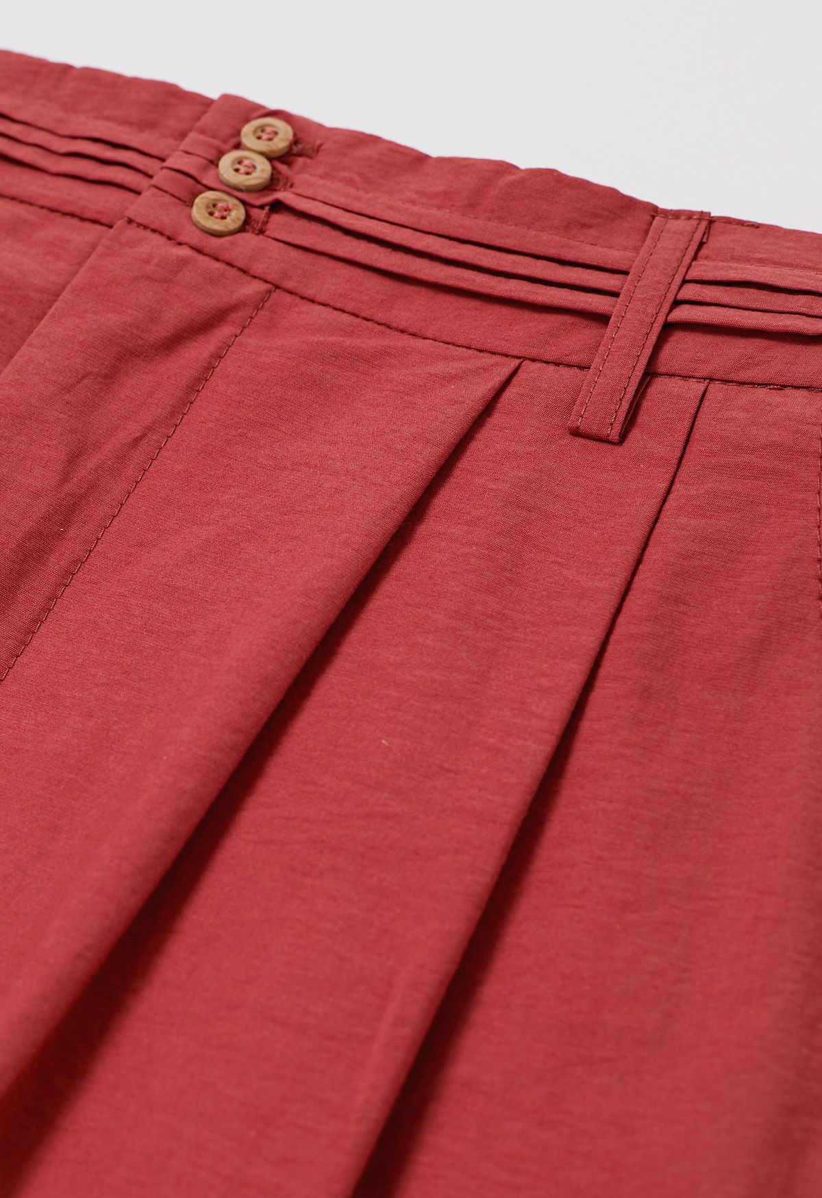 Pantalon large à détails nervurés en rouge