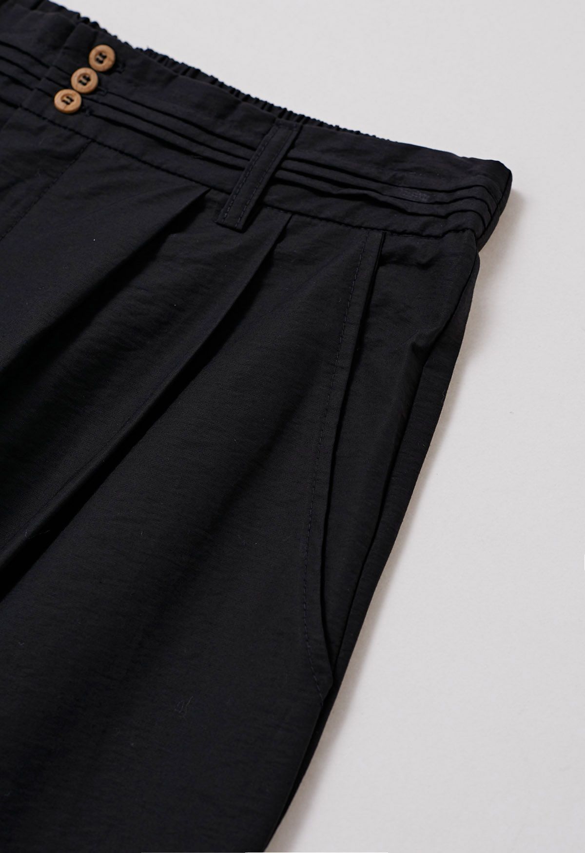 Pantalon large à détails nervurés, noir